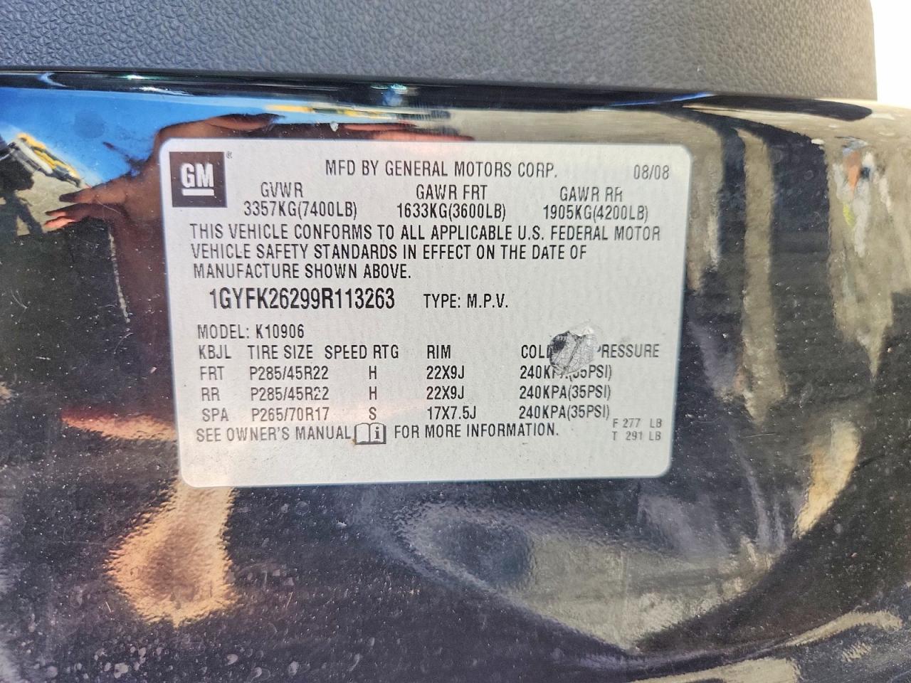2009 Cadillac Escalade Esv Luxury Black vin: 1GYFK26299R113263