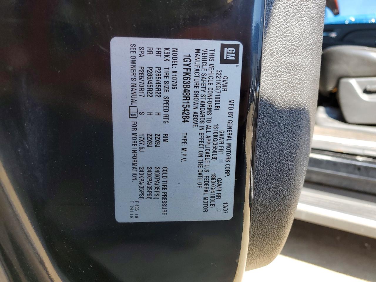 2008 Cadillac Escalade Luxury Black vin: 1GYFK63848R154284