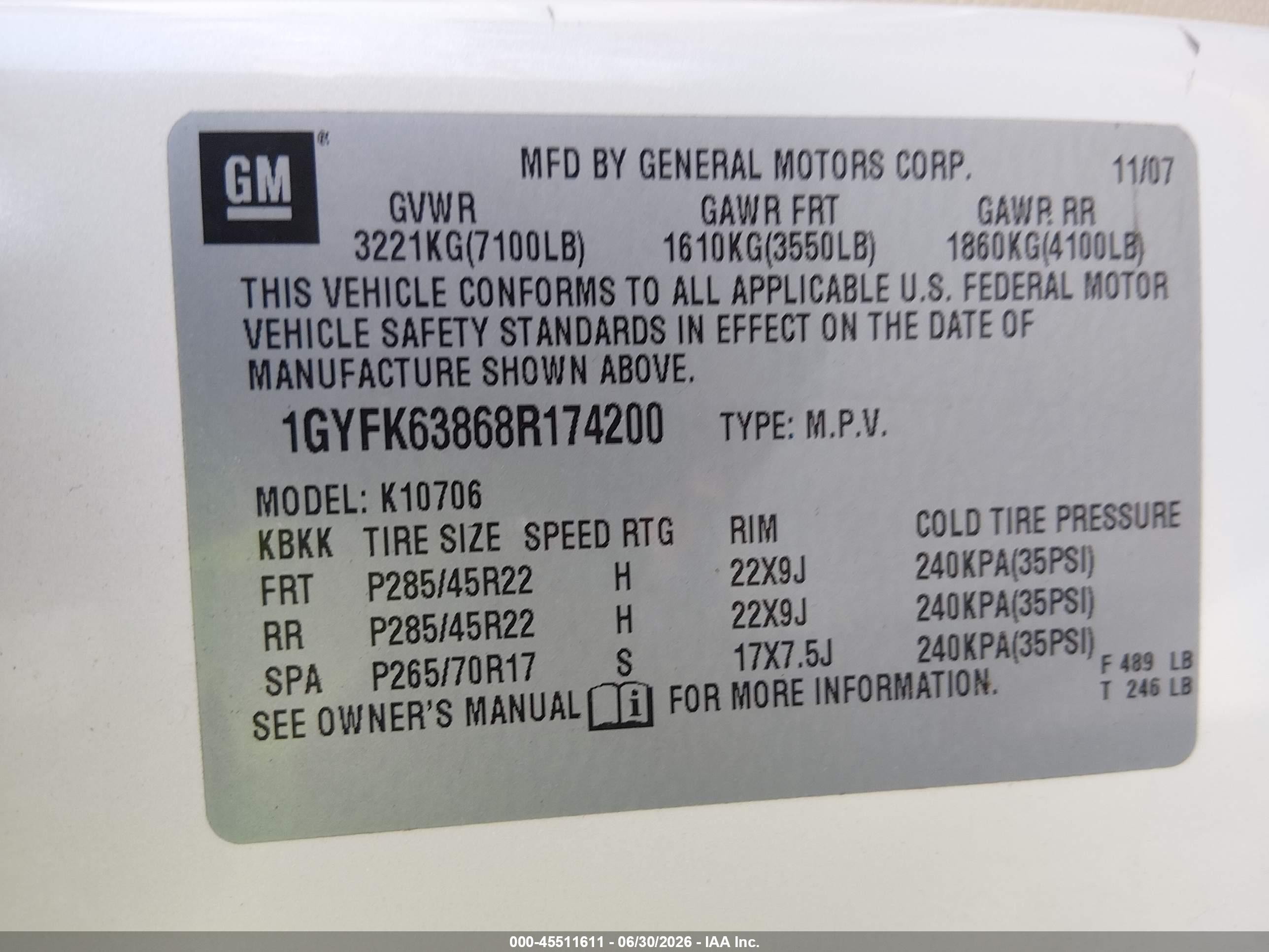 2008 Cadillac Escalade   Бежевый vin: 1GYFK63868R174200
