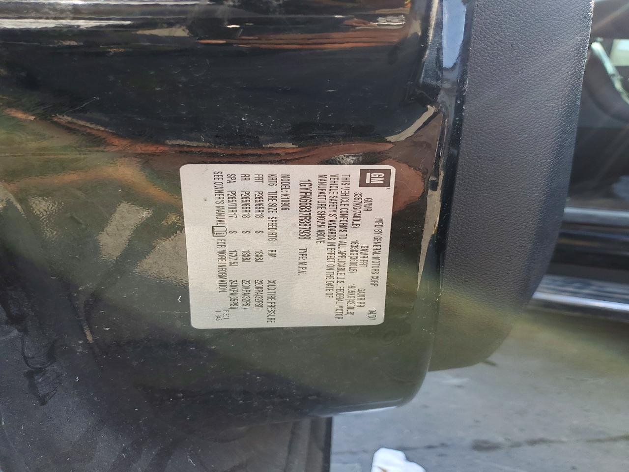 2007 Cadillac Escalade Esv Black vin: 1GYFK66837R387938