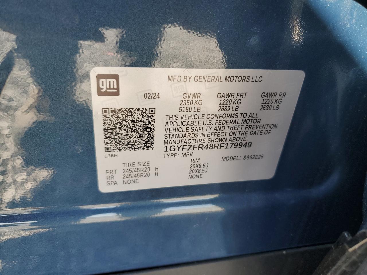 2024 Cadillac Xt4 Sport Blue vin: 1GYFZFR48RF179949