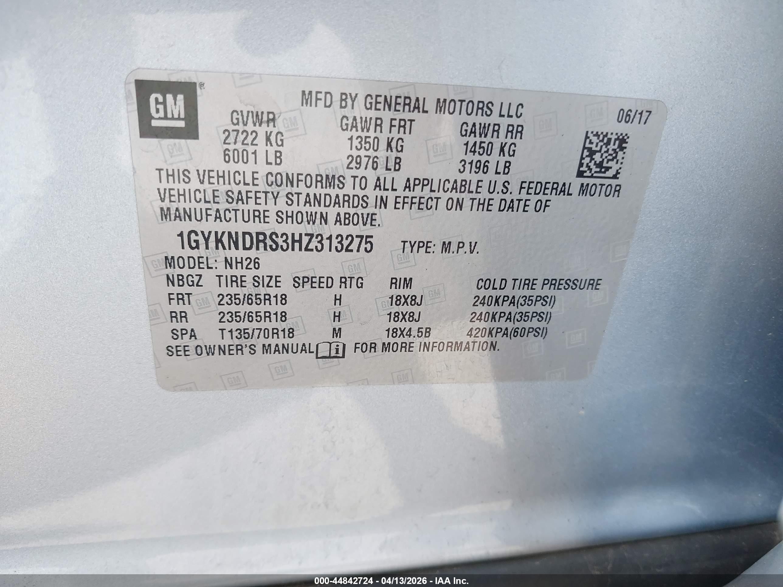 2017 Cadillac Xt5 Luxury Light Blue vin: 1GYKNDRS3HZ313275