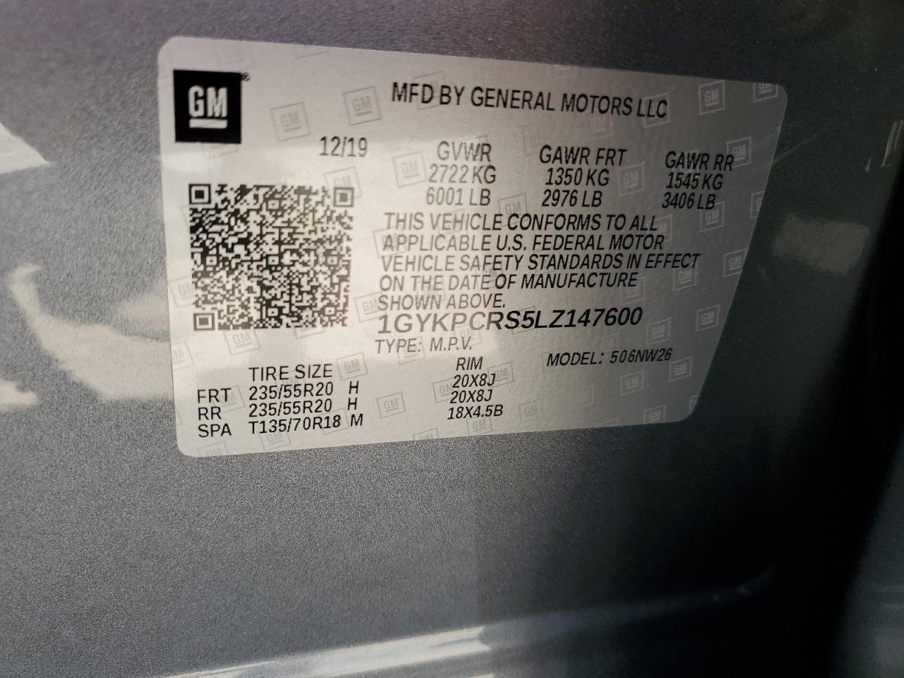 2020 Cadillac Xt6 Premium Luxury Gray vin: 1GYKPCRS5LZ147600