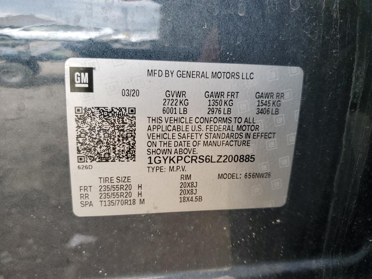 2020 Cadillac Xt6 Premium Luxury Синий vin: 1GYKPCRS6LZ200885