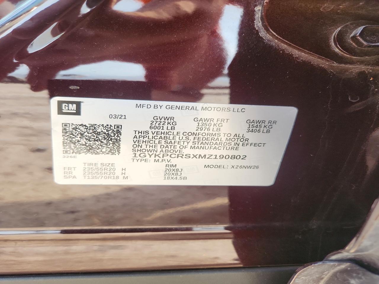 2021 Cadillac Xt6 Premium Luxury Burgundy vin: 1GYKPCRSXMZ190802