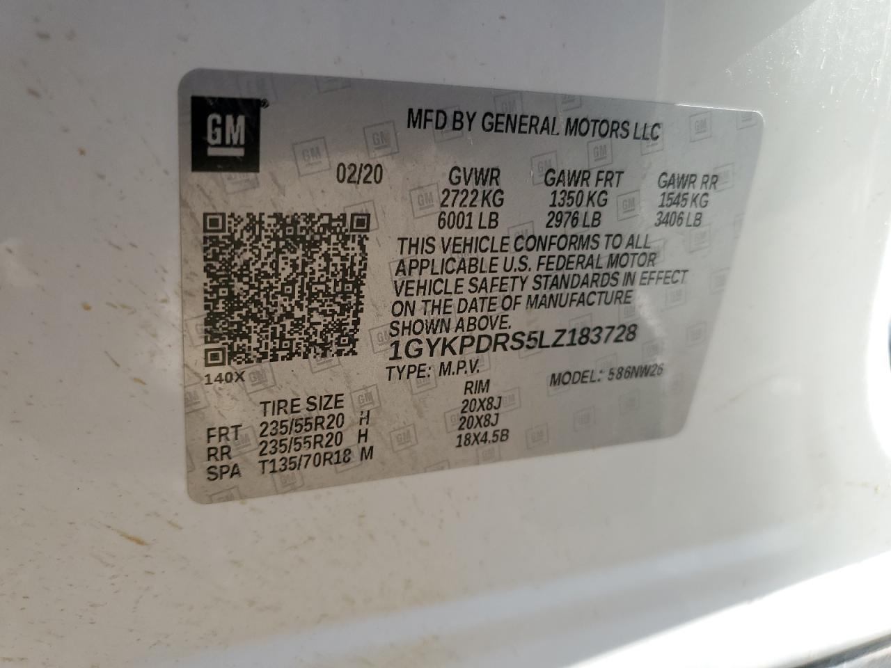 2020 Cadillac Xt6 Premium Luxury White vin: 1GYKPDRS5LZ183728