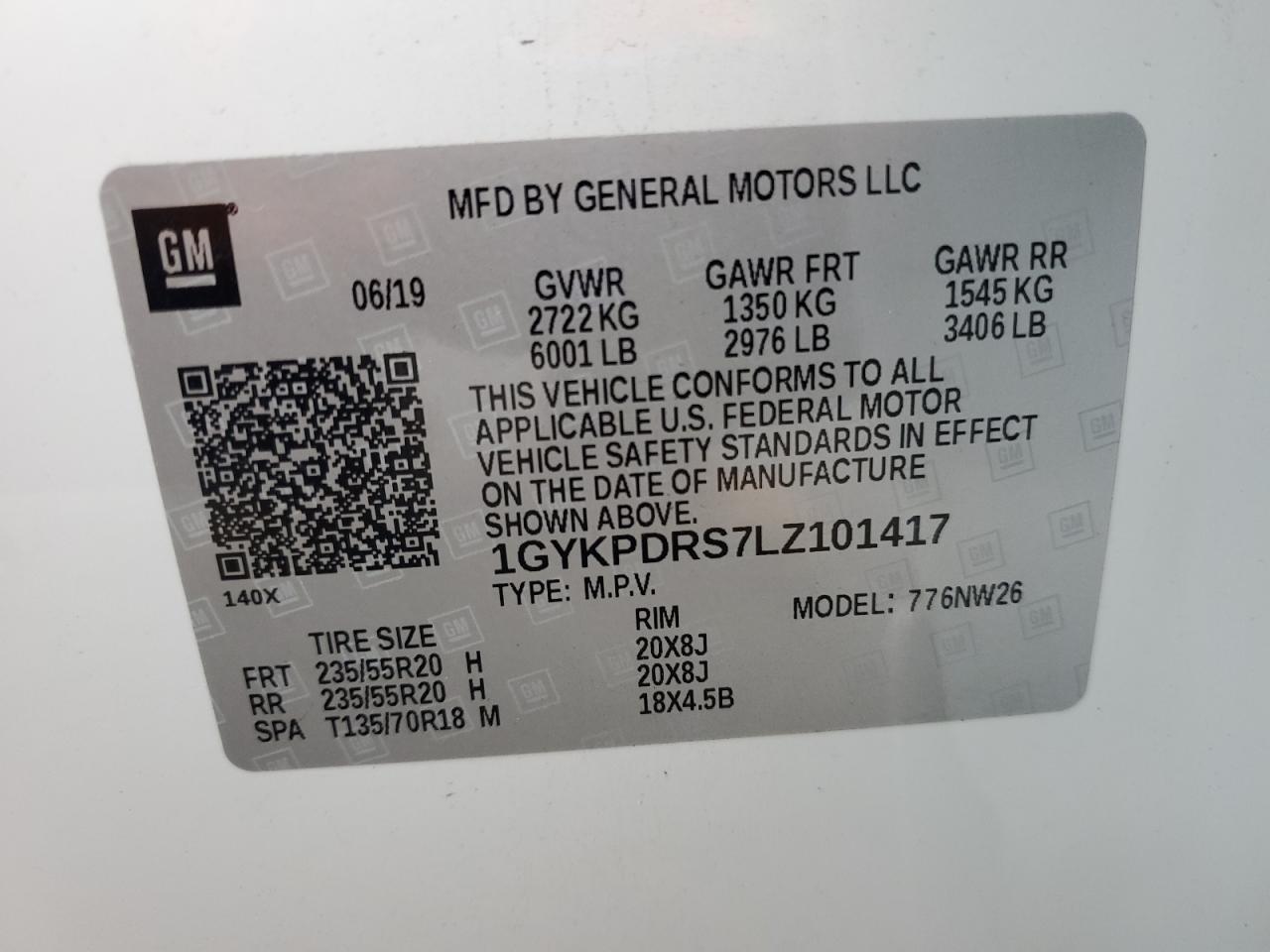 2020 Cadillac Xt6 Premium Luxury White vin: 1GYKPDRS7LZ101417