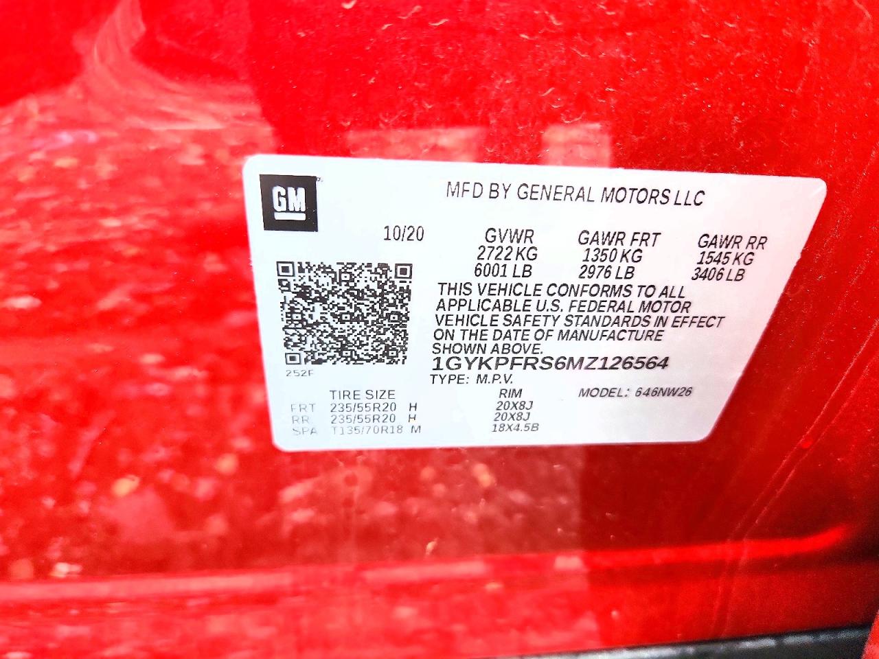 2021 Cadillac Xt6 Platinum Premium Luxury Red vin: 1GYKPFRS6MZ126564