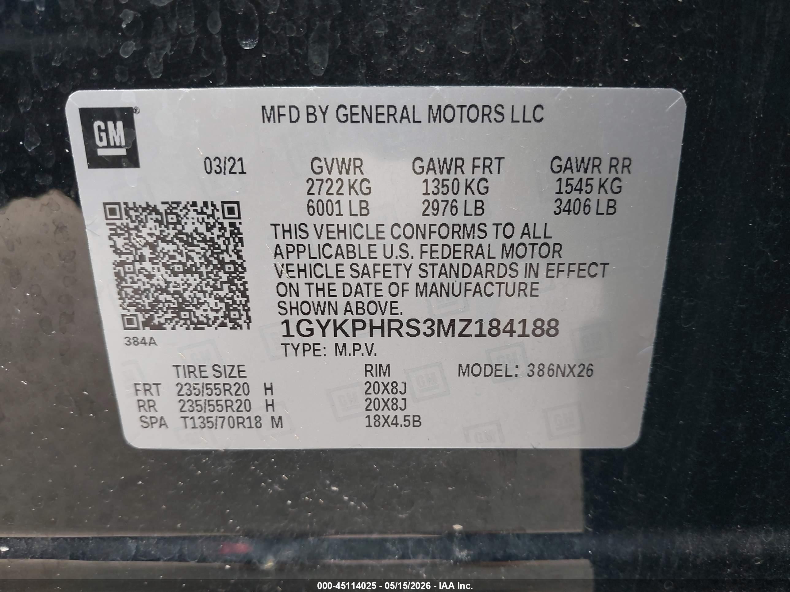 2021 Cadillac Xt6 Awd Sport Black vin: 1GYKPHRS3MZ184188
