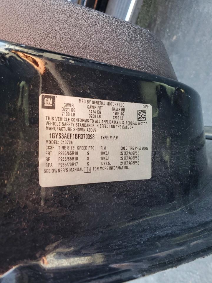 2011 Cadillac Escalade Black vin: 1GYS3AEF1BR370398