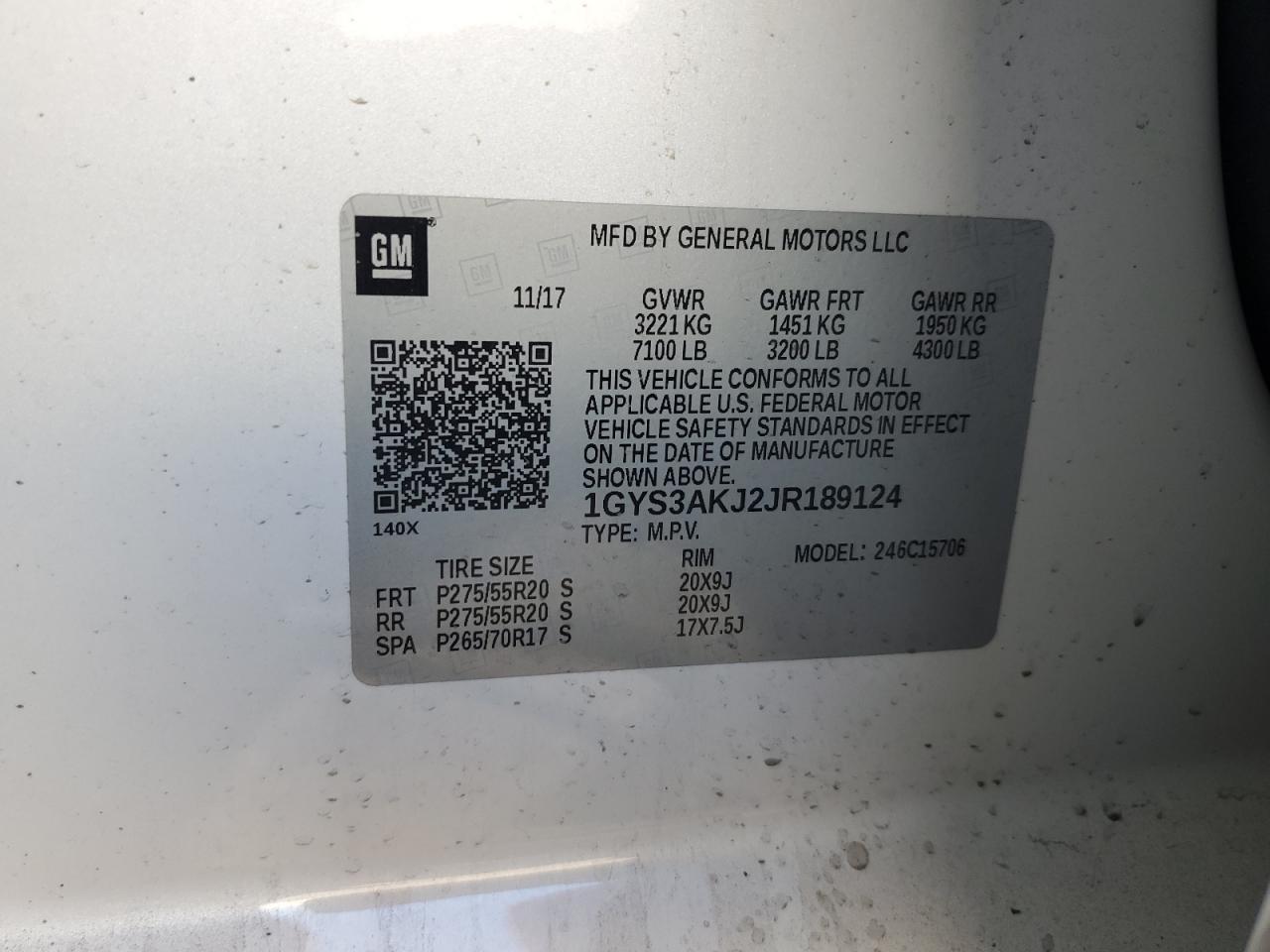 2018 Cadillac Escalade Белый vin: 1GYS3AKJ2JR189124