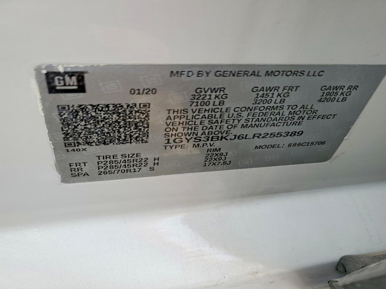 2020 Cadillac Escalade White vin: 1GYS3BKJ6LR255389