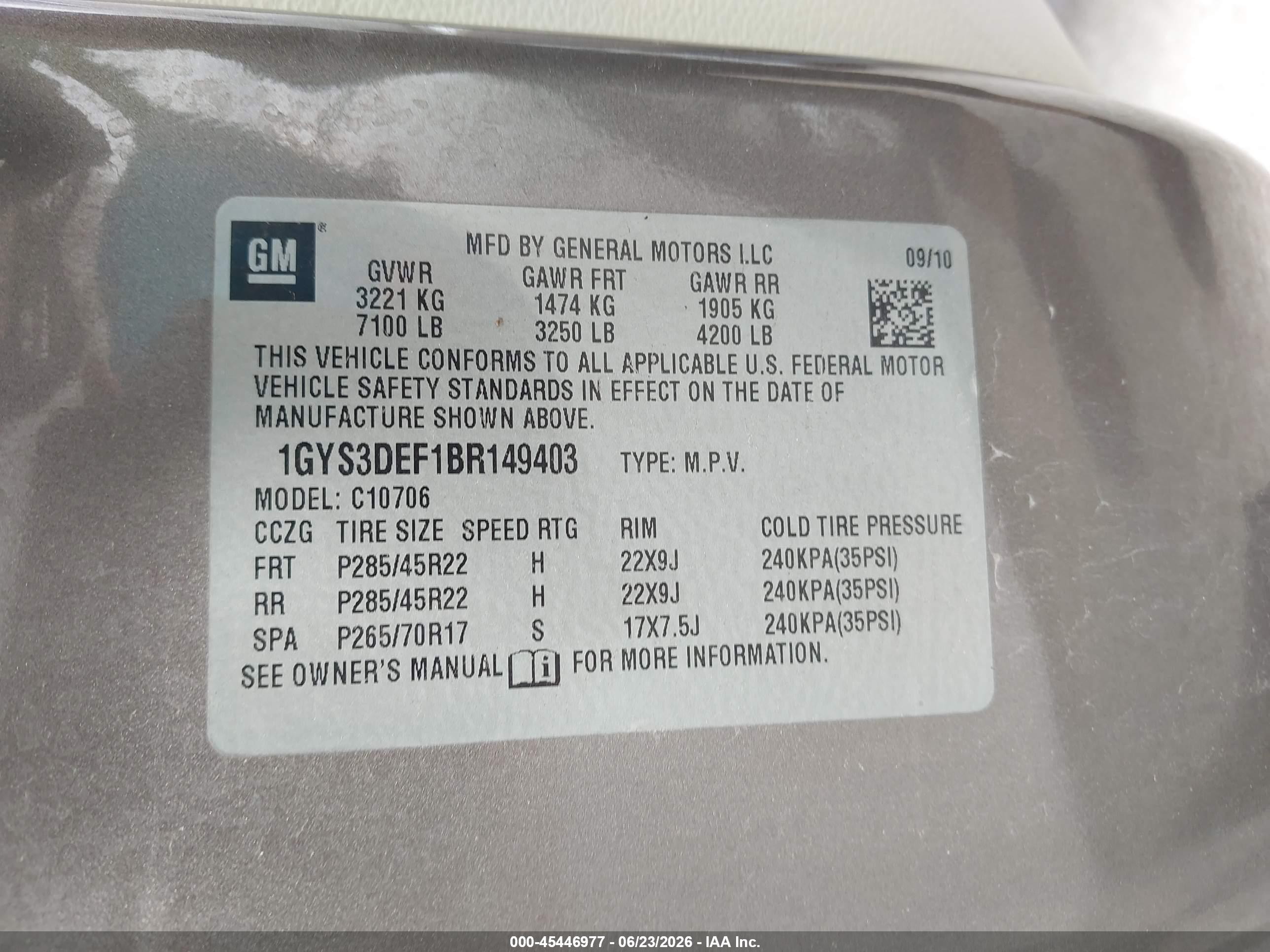 2011 Cadillac Escalade Platinum Edition Серый vin: 1GYS3DEF1BR149403