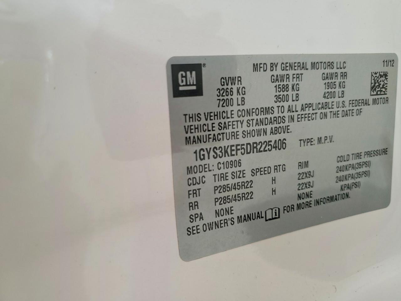 2013 Cadillac Escalade Esv Platinum White vin: 1GYS3KEF5DR225406