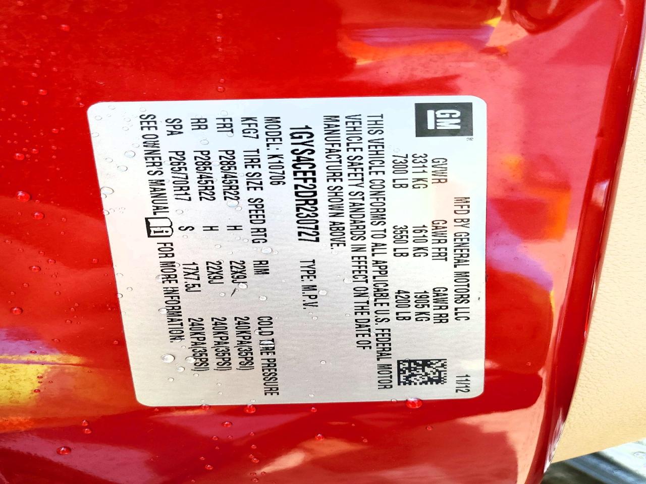2013 Cadillac Escalade Premium Red vin: 1GYS4CEF2DR230727