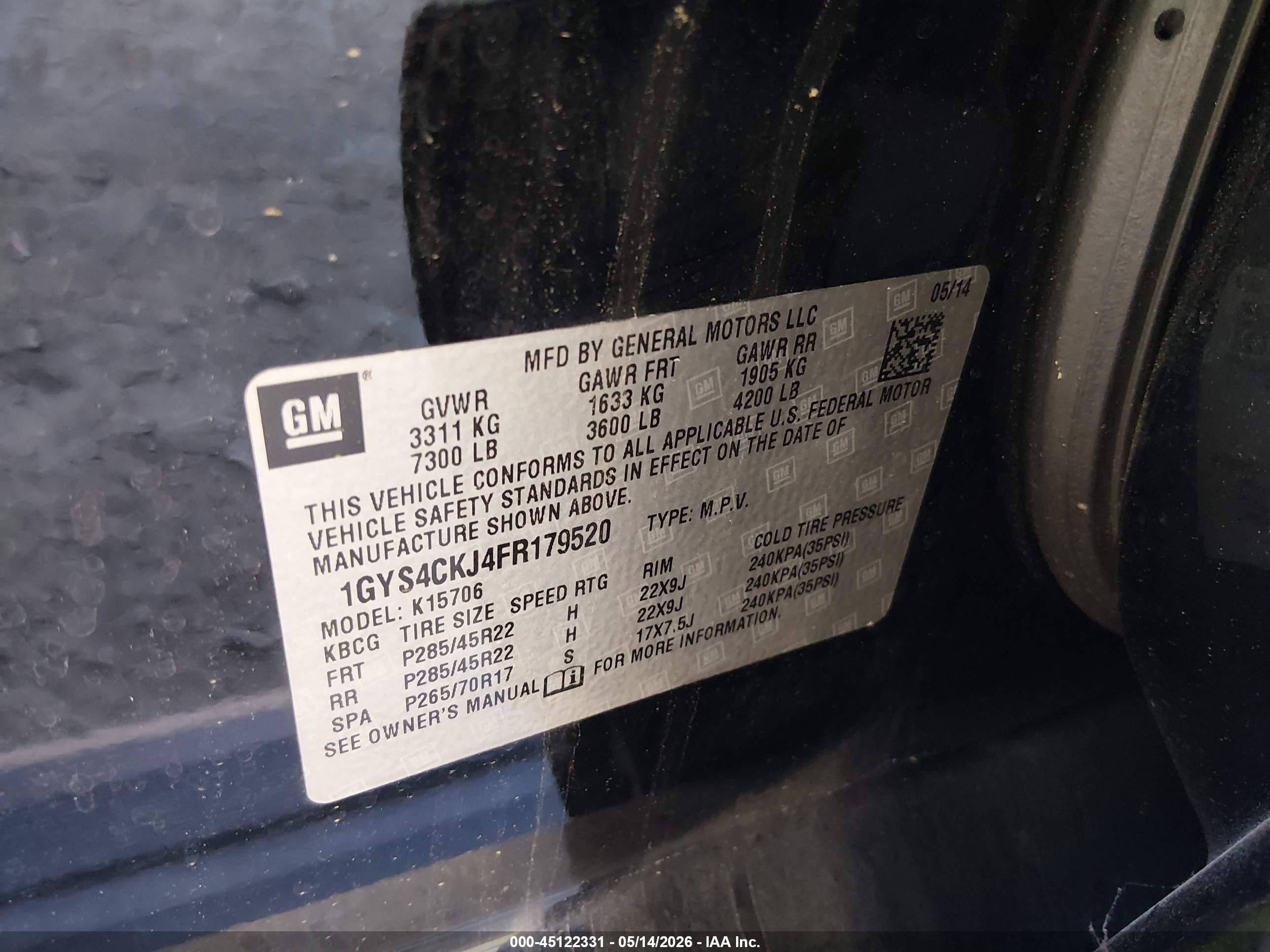 2015 Cadillac Escalade Premium Black vin: 1GYS4CKJ4FR179520