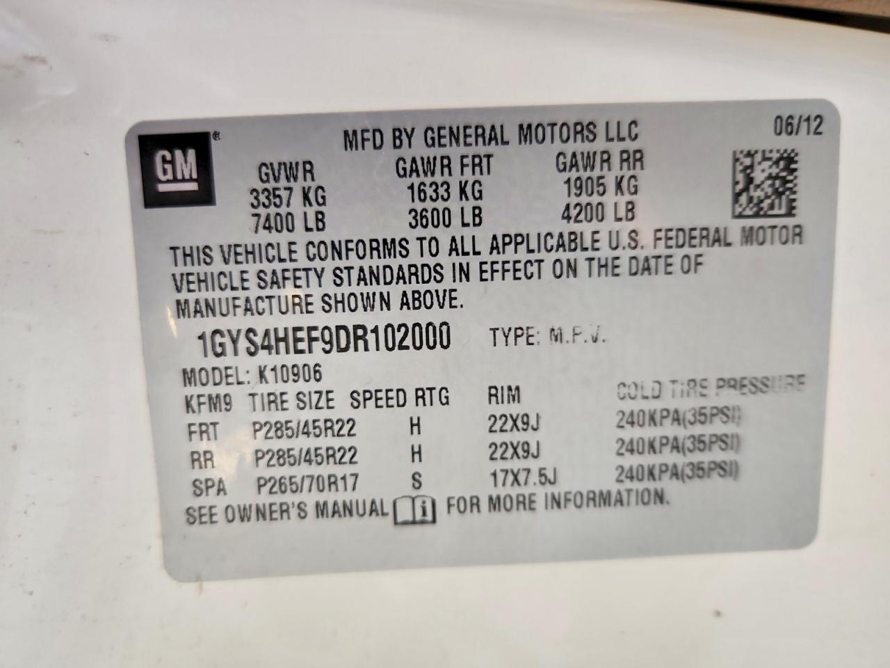 2013 Cadillac Escalade Esv Luxury White vin: 1GYS4HEF9DR102000