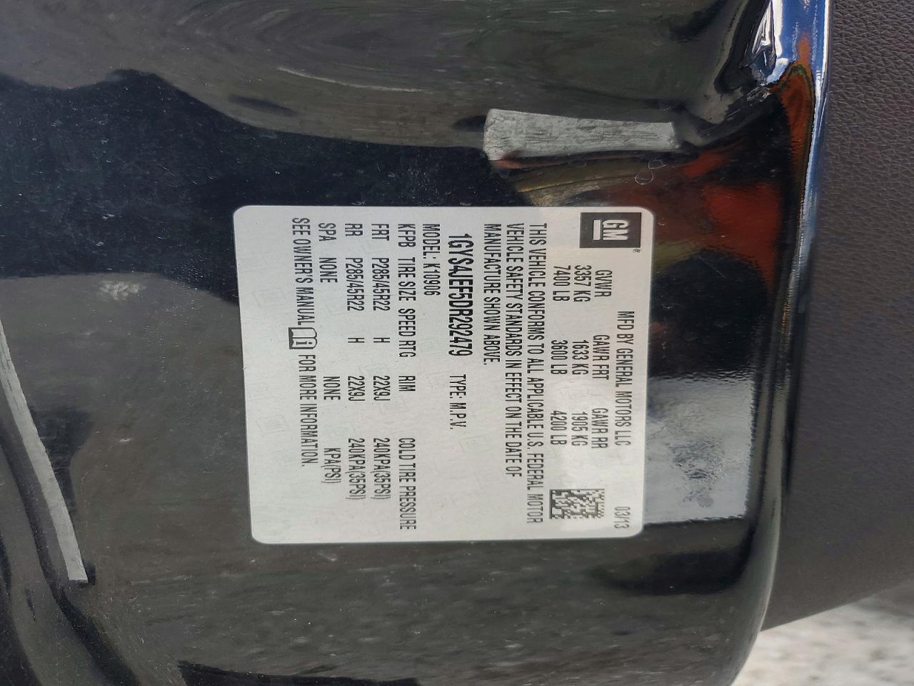 2013 Cadillac Escalade Esv Premium Black vin: 1GYS4JEF5DR292479