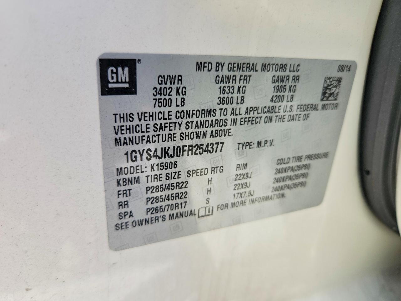 2015 Cadillac Escalade Esv Premium White vin: 1GYS4JKJ0FR254377