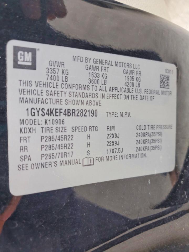 2011 Cadillac Escalade Esv Platinum Черный vin: 1GYS4KEF4BR282190