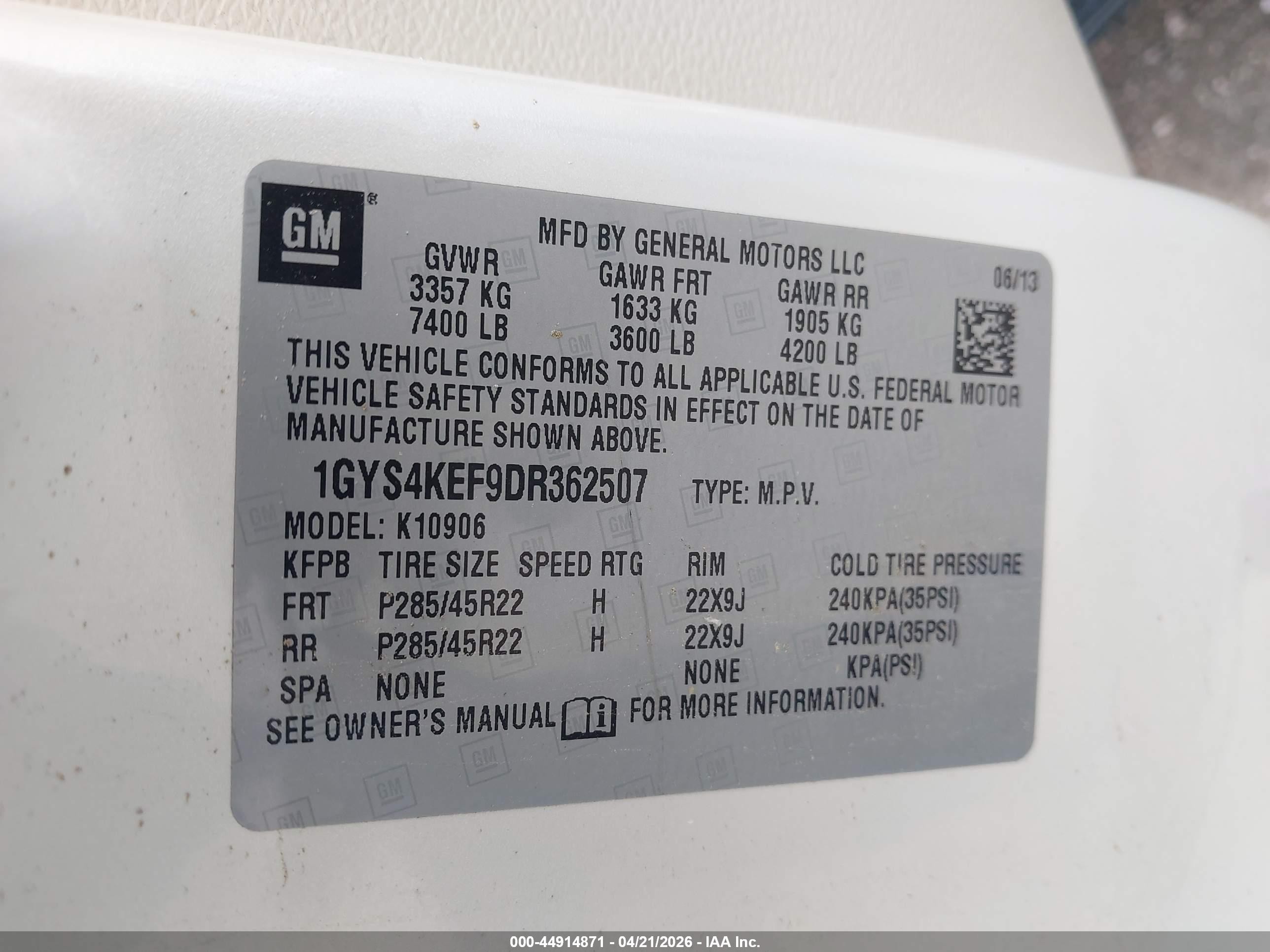 2013 Cadillac Escalade Esv Platinum Edition Белый vin: 1GYS4KEF9DR362507