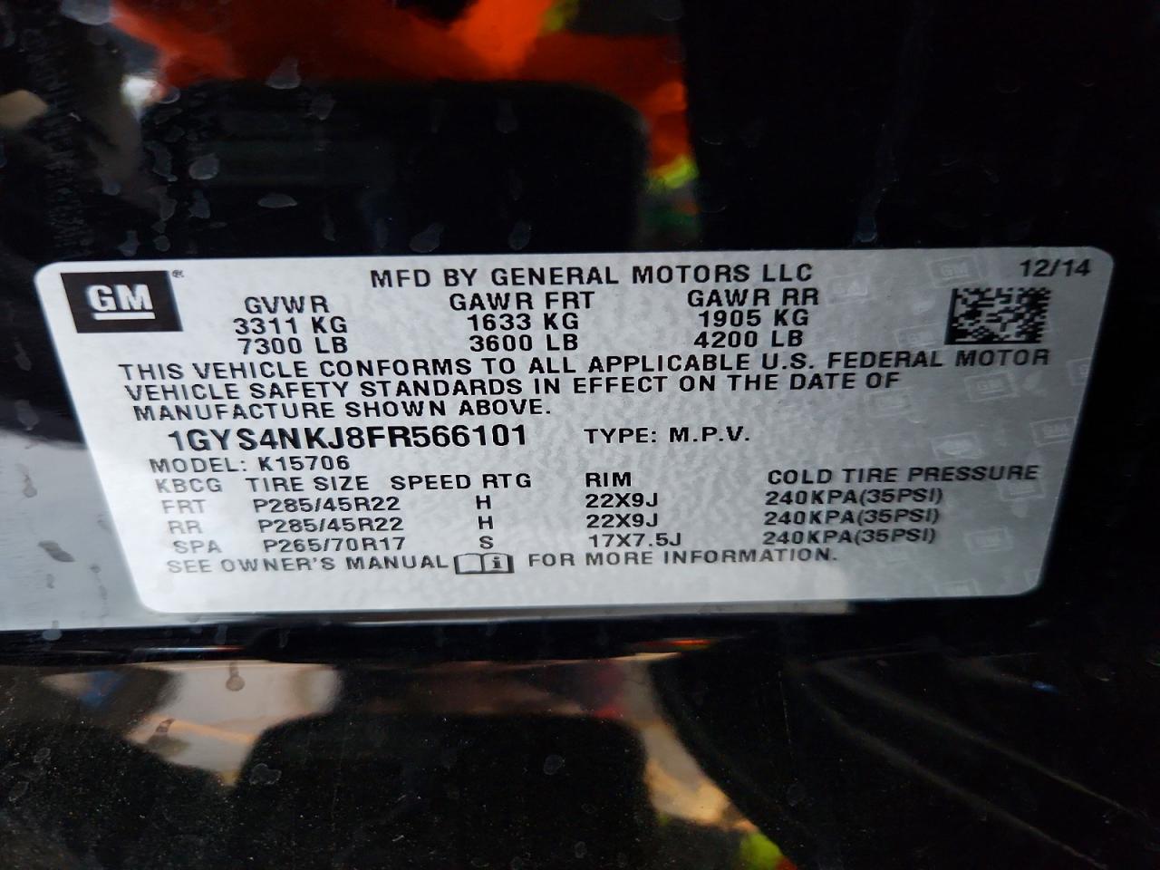 2015 Cadillac Escalade Premium Black vin: 1GYS4NKJ8FR566101