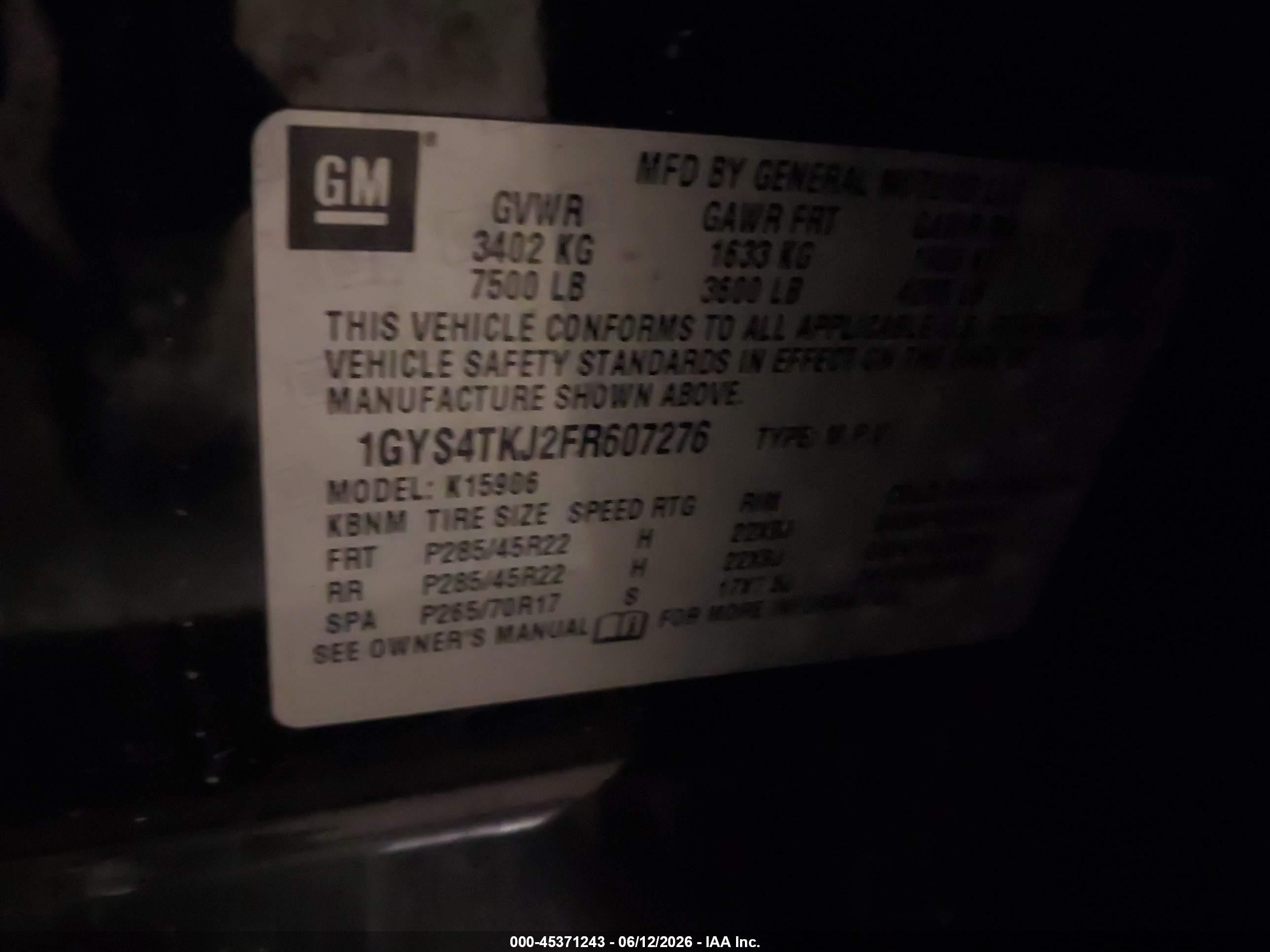 2015 Cadillac Escalade Esv Premium Black vin: 1GYS4TKJ2FR607276