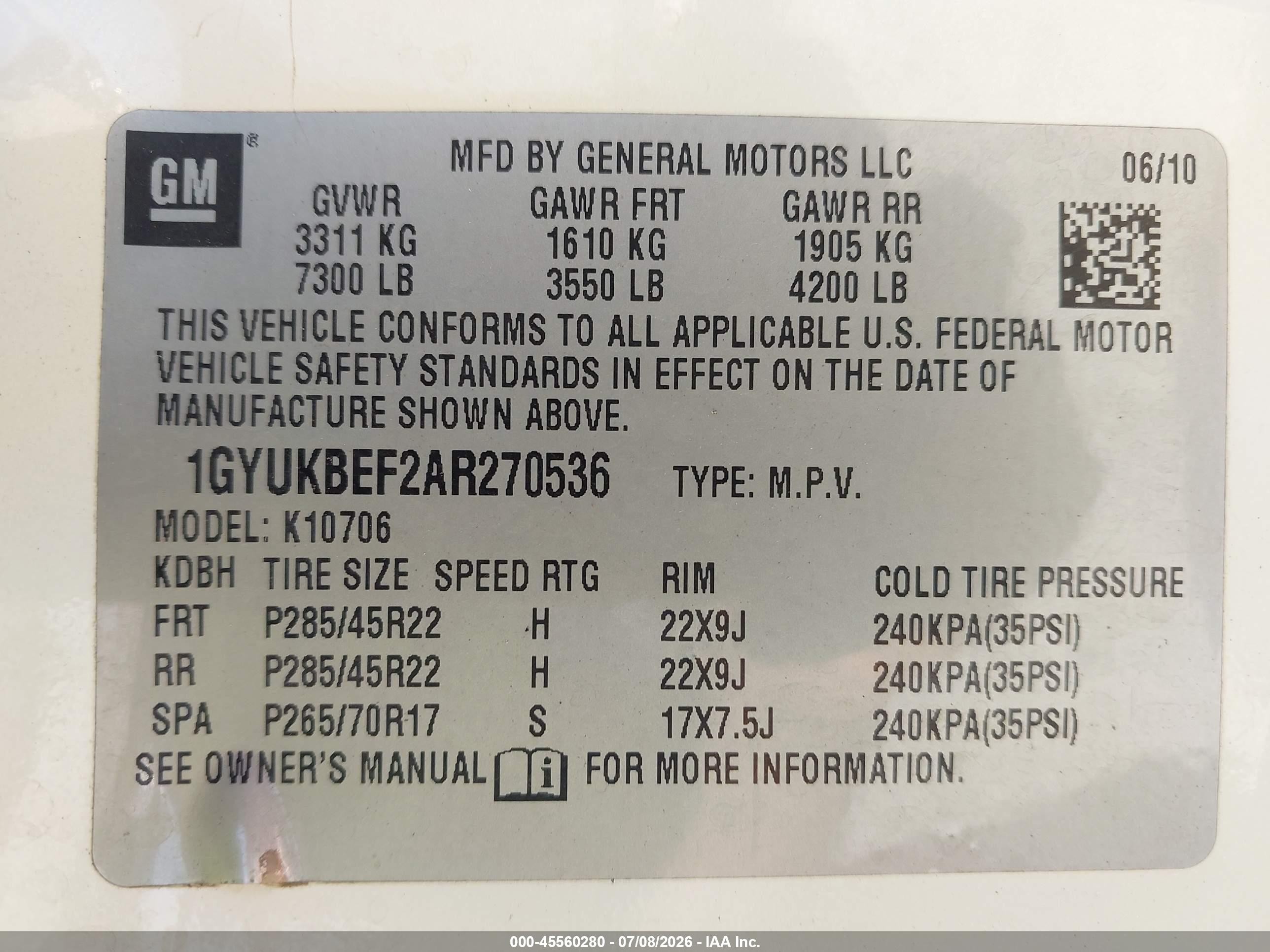 2010 Cadillac Escalade Luxury White vin: 1GYUKBEF2AR270536