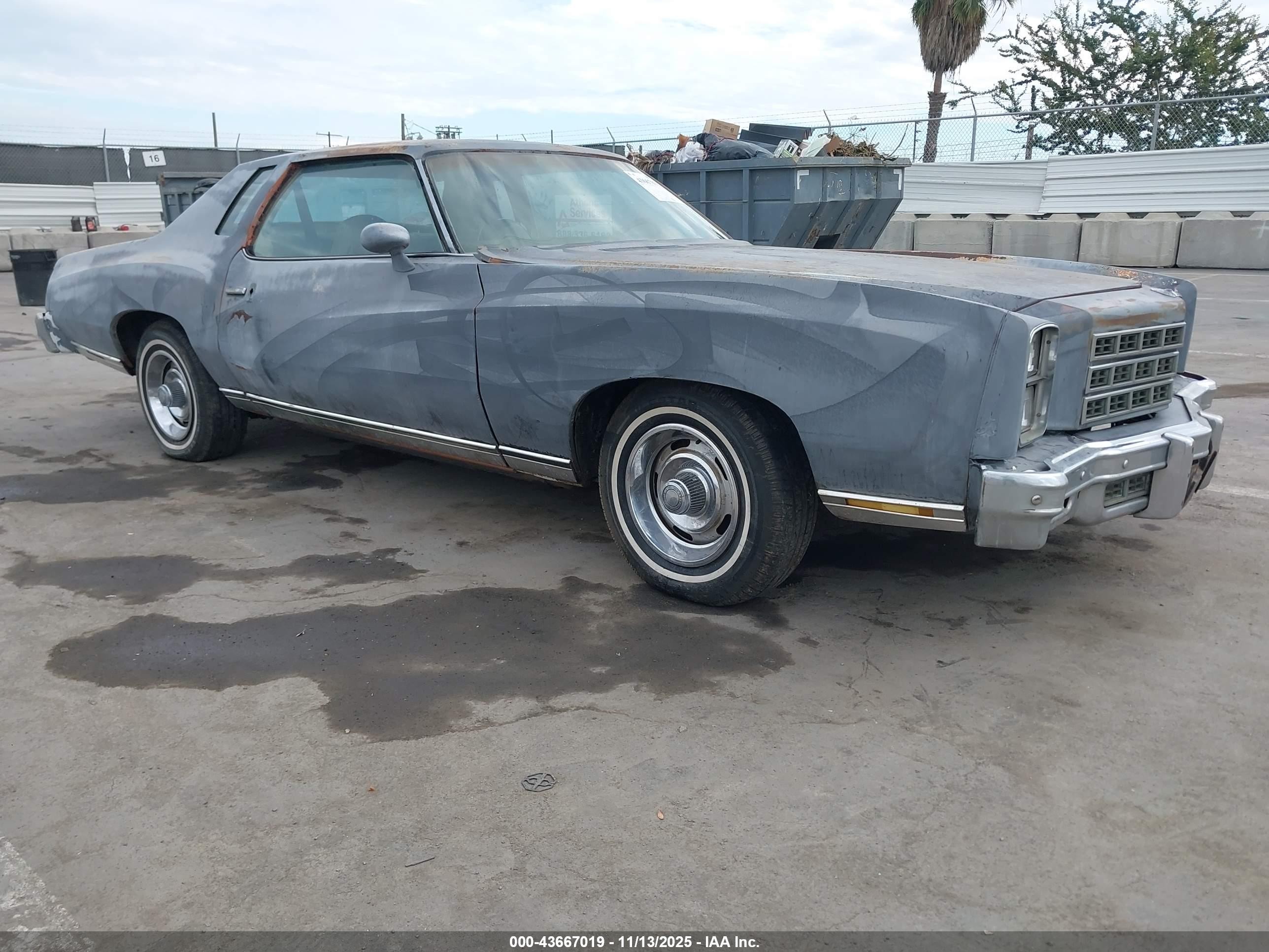 1977 Chevrolet Monte Carlo   Gray vin: 1H57L7Z482796    