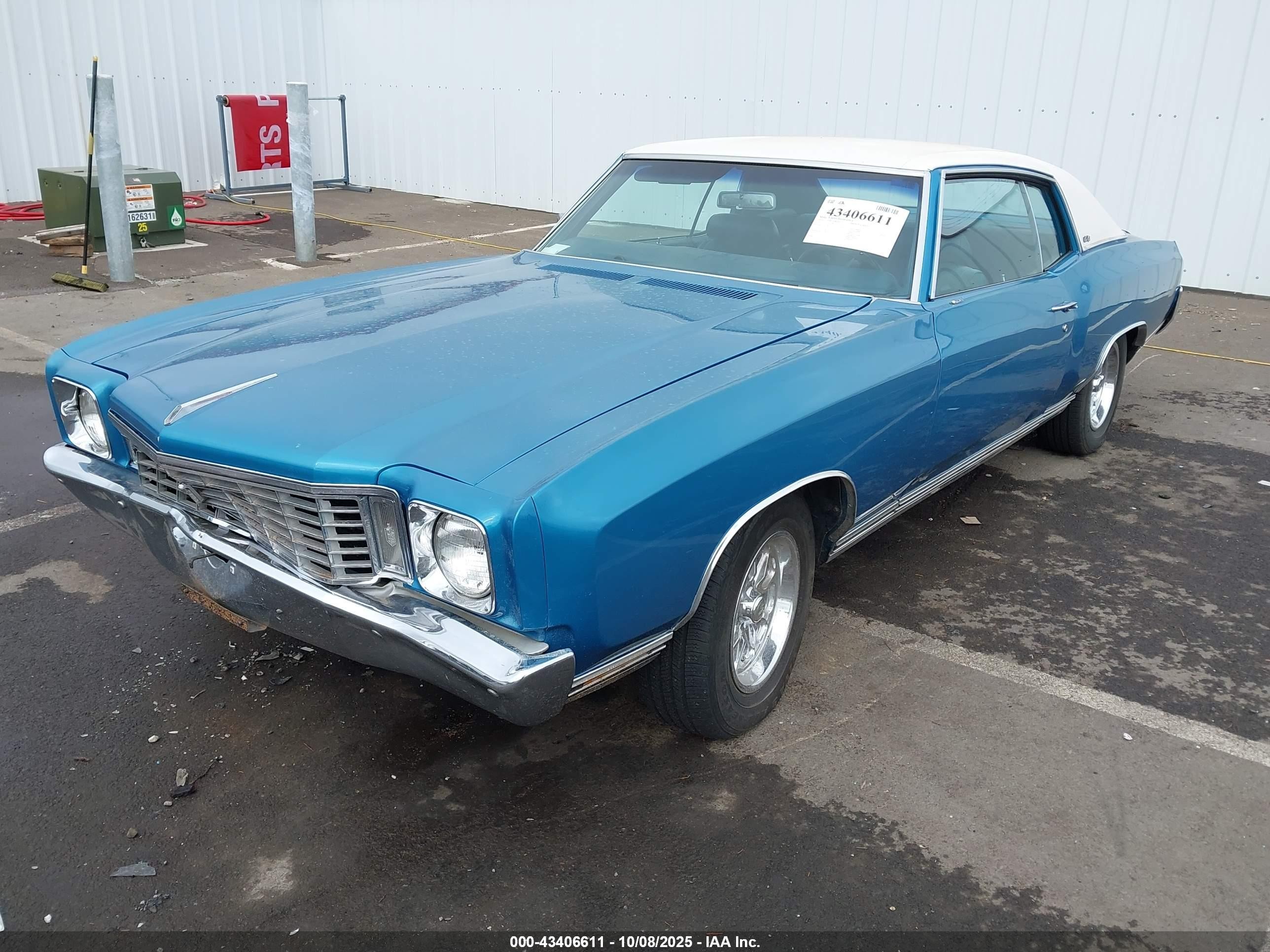 1972 Chevrolet Monte Carlo   Light Blue vin: 1H57J21507148    