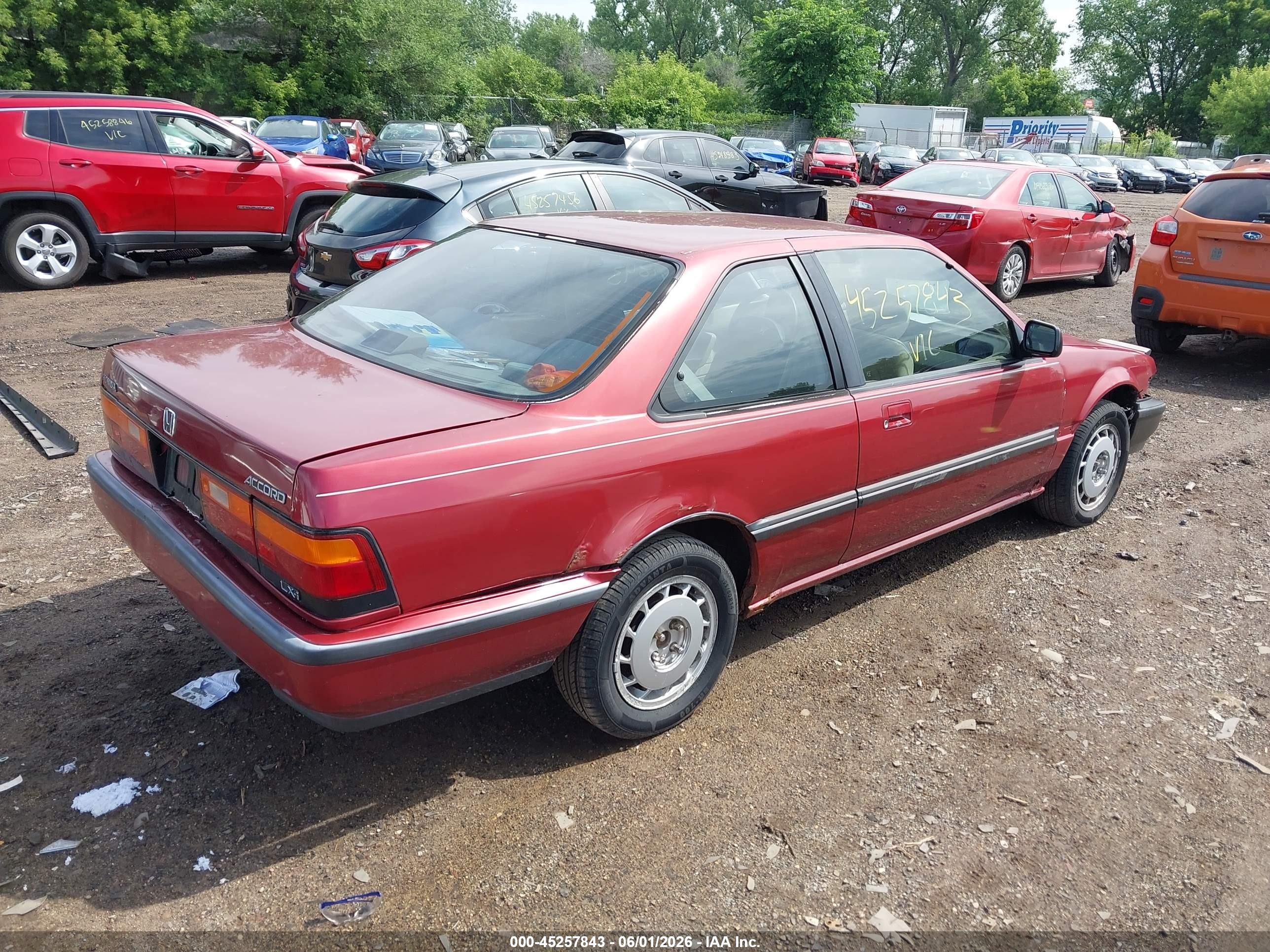 1989 Honda Accord Lxi Red vin: 1HGCA6288KA019765