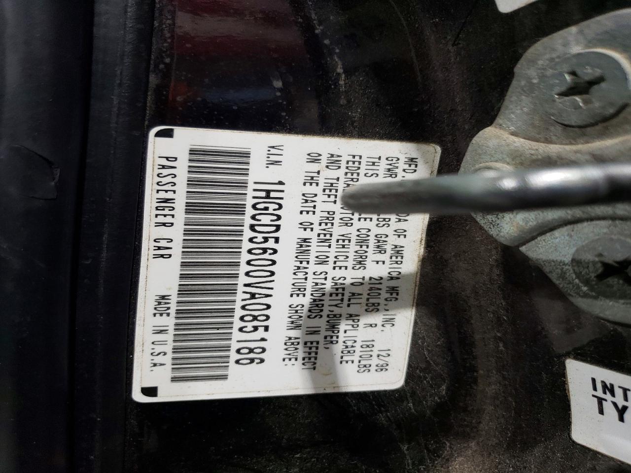 1997 Honda Accord Se Фиолетовый vin: 1HGCD5600VA085186