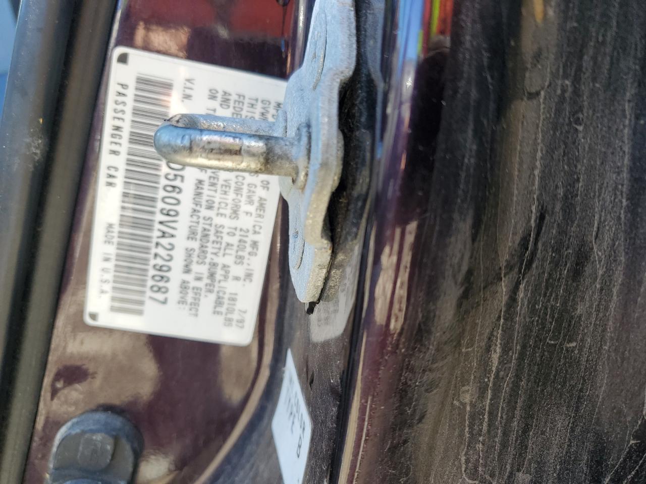 1997 Honda Accord Se Purple vin: 1HGCD5609VA229687