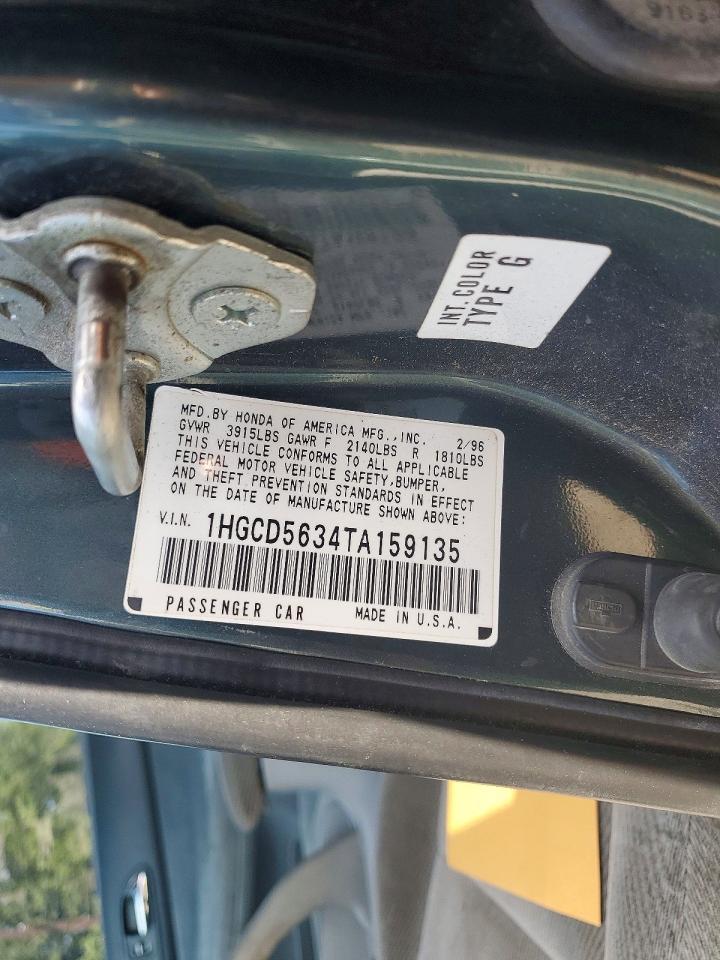 1996 Honda Accord Lx Blue vin: 1HGCD5634TA159135