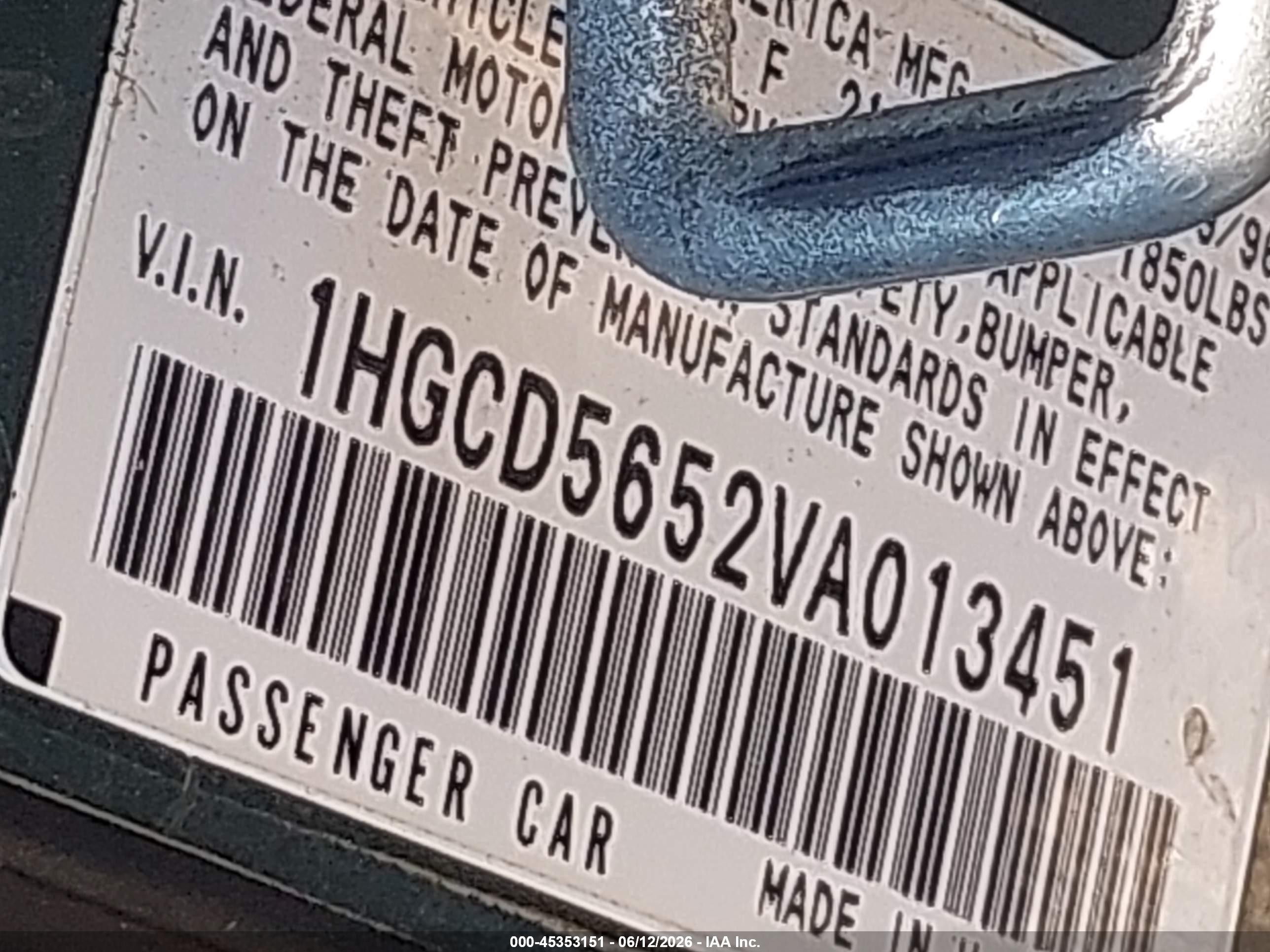 1997 Honda Accord Ex Green vin: 1HGCD5652VA013451