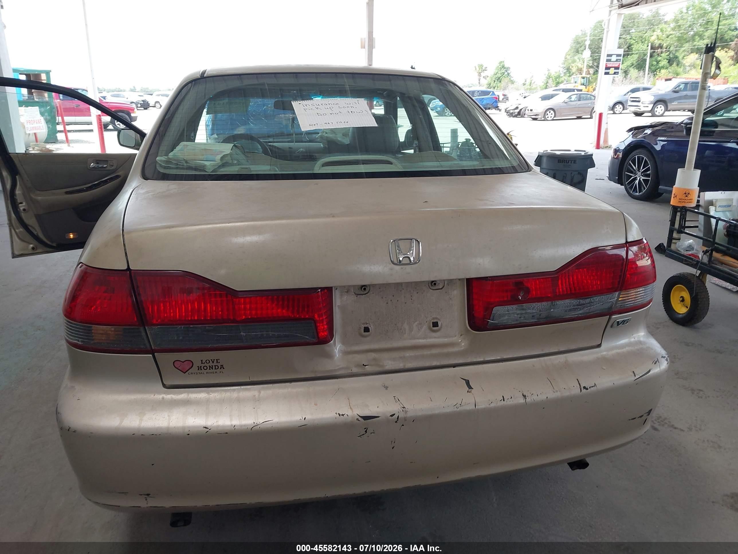 2001 Honda Accord 3.0 Ex Gold vin: 1HGCG16501A000269