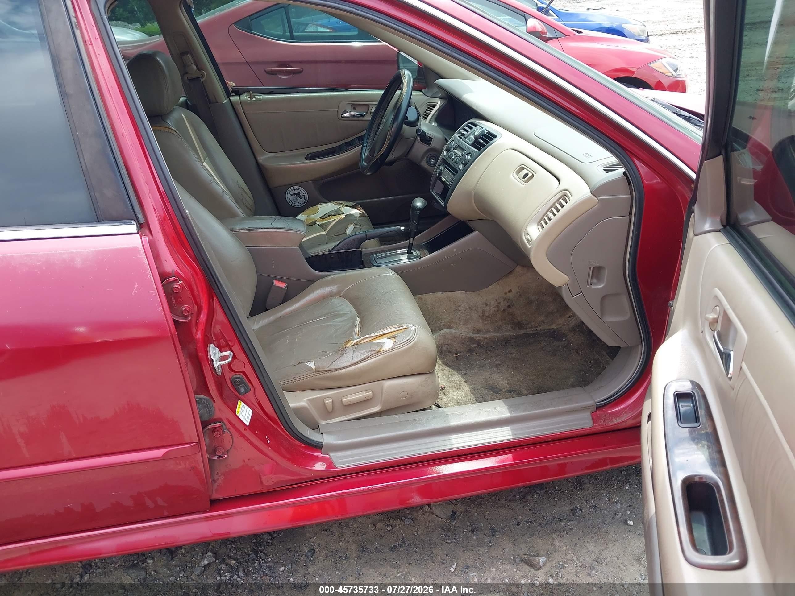 2002 Honda Accord 3.0 Ex Red vin: 1HGCG16512A052091