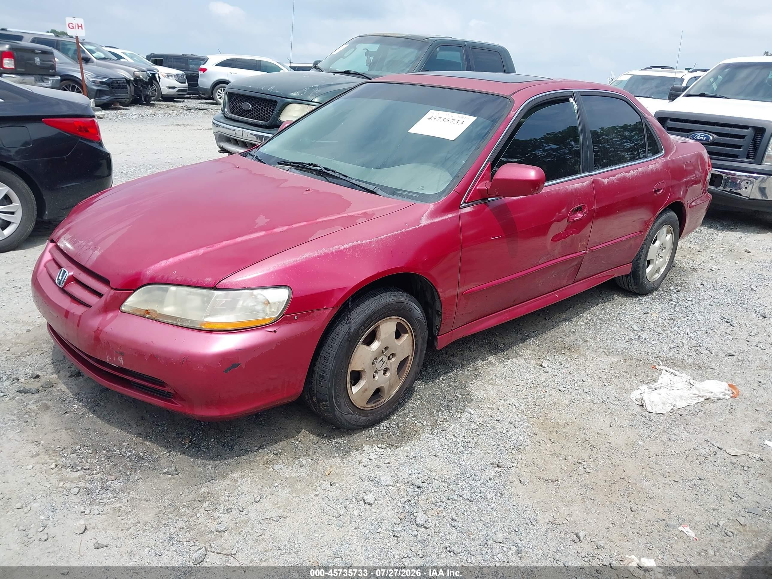2002 Honda Accord 3.0 Ex Red vin: 1HGCG16512A052091