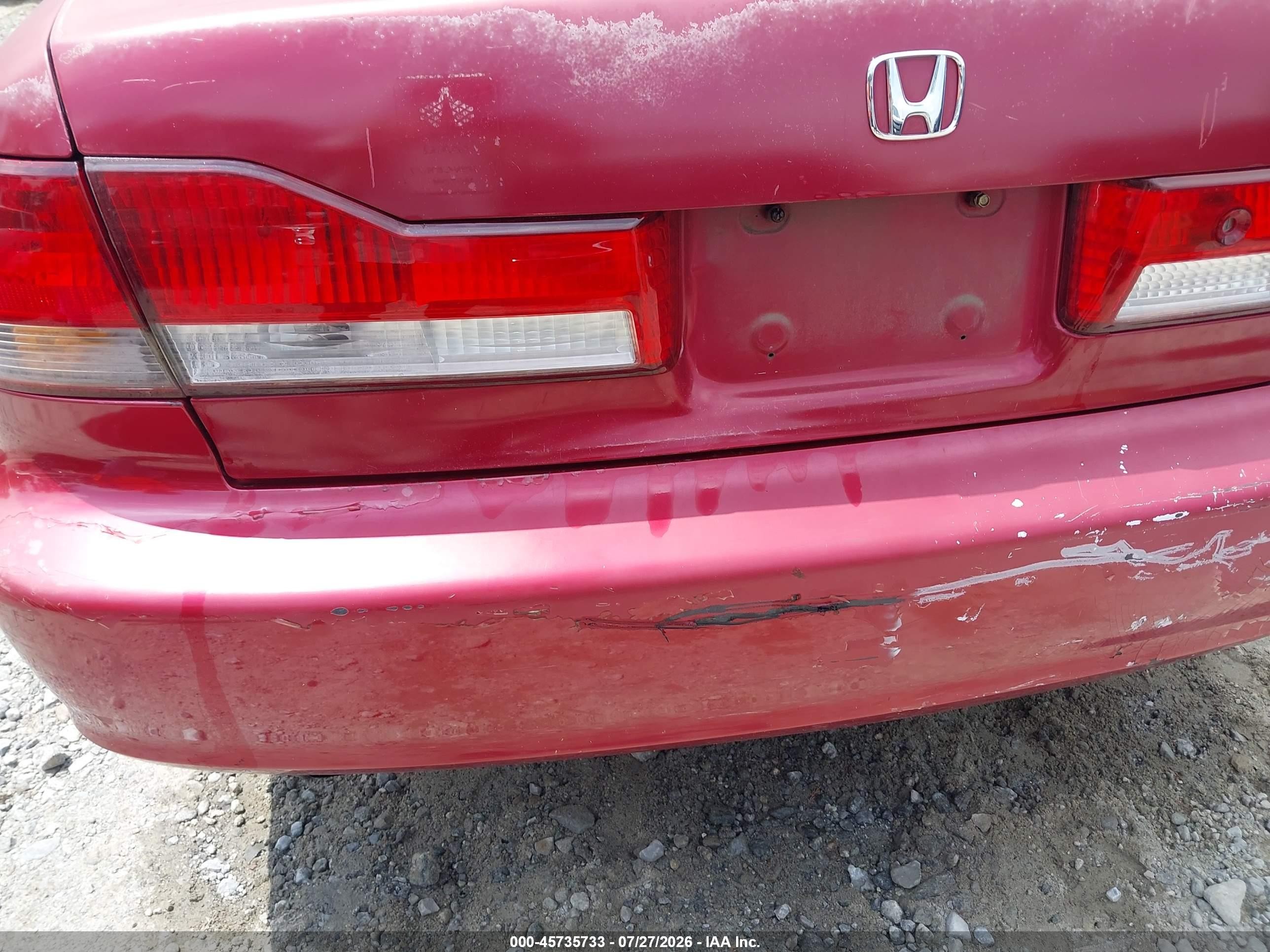 2002 Honda Accord 3.0 Ex Red vin: 1HGCG16512A052091