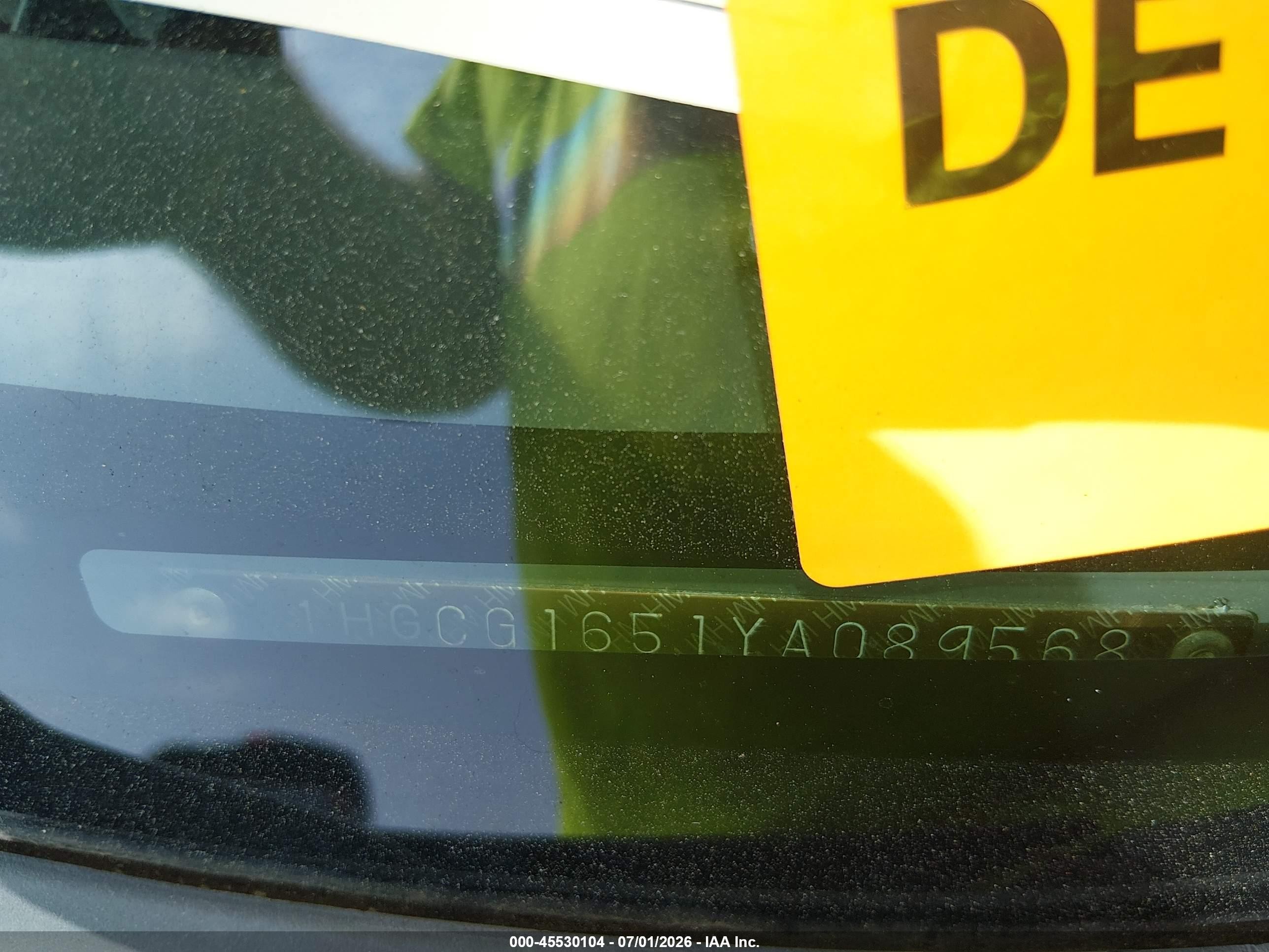 2000 Honda Accord 3.0 Ex Черный vin: 1HGCG1651YA089568