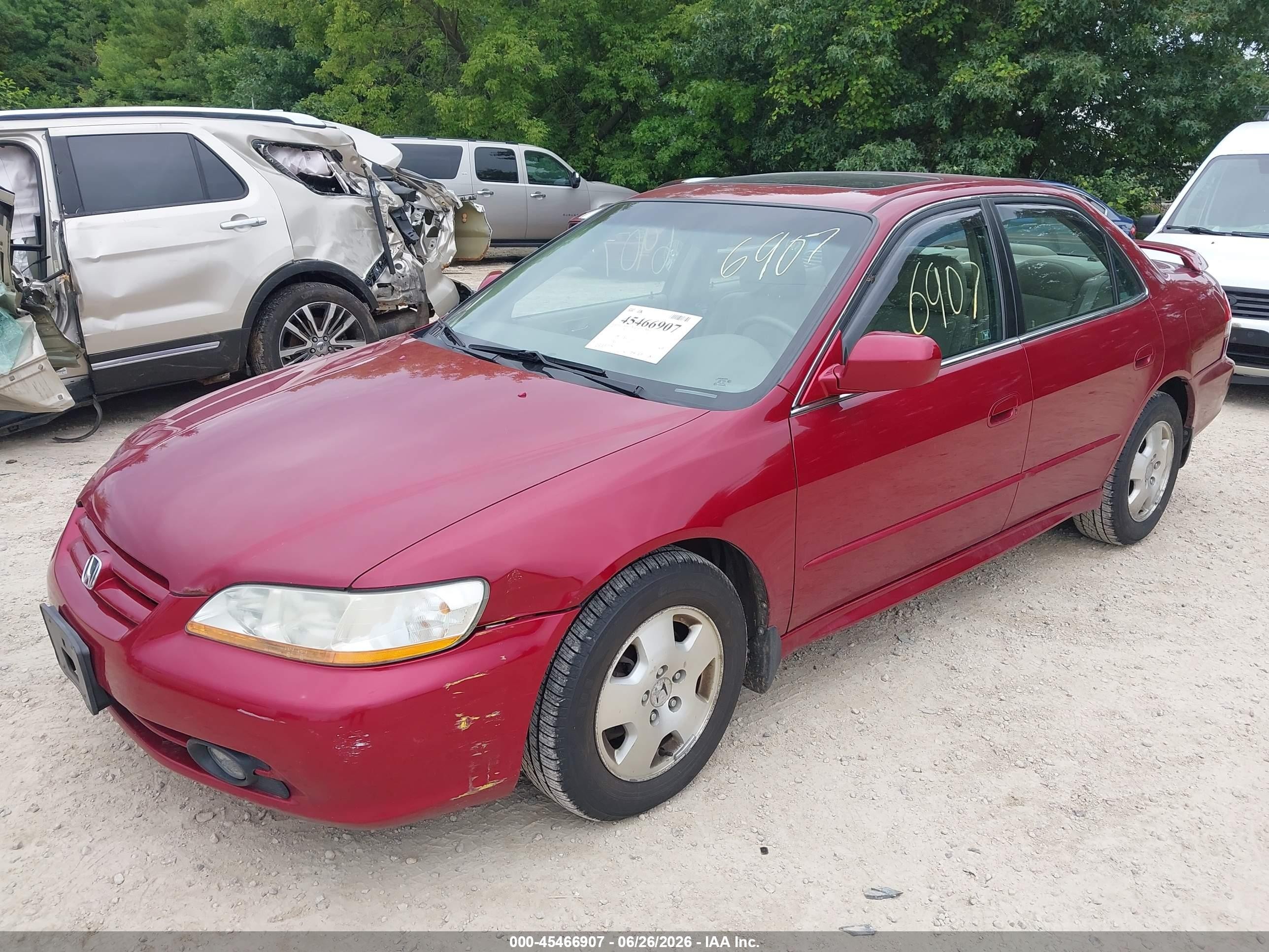 2001 Honda Accord 3.0 Ex Red vin: 1HGCG16521A057315