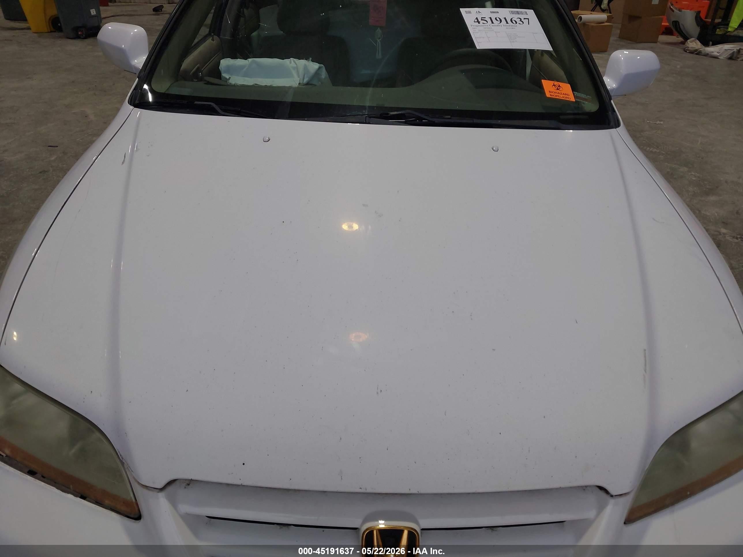 2002 Honda Accord 3.0 Ex White vin: 1HGCG16522A054206