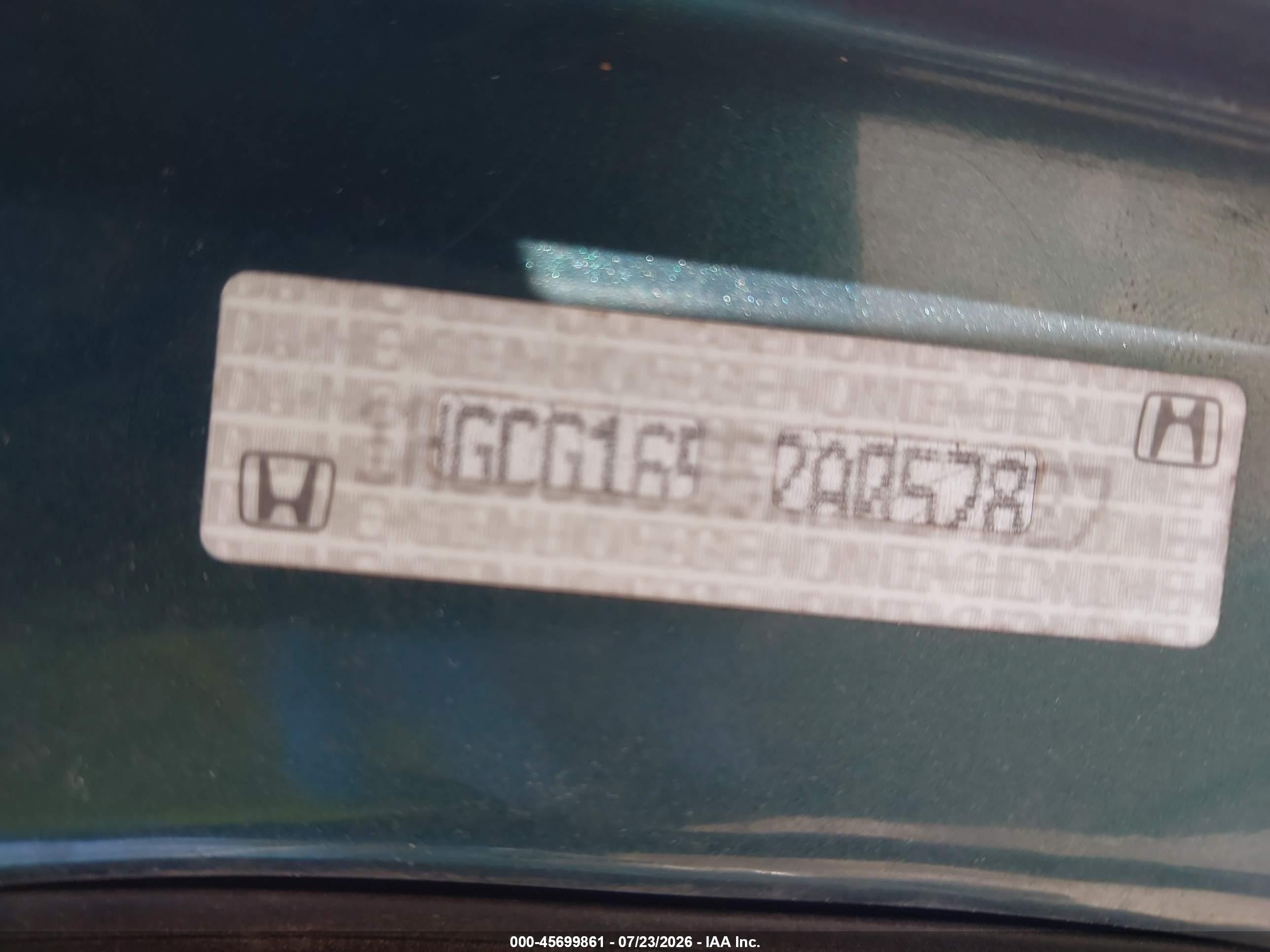 2002 Honda Accord 3.0 Ex Green vin: 1HGCG16552A057827