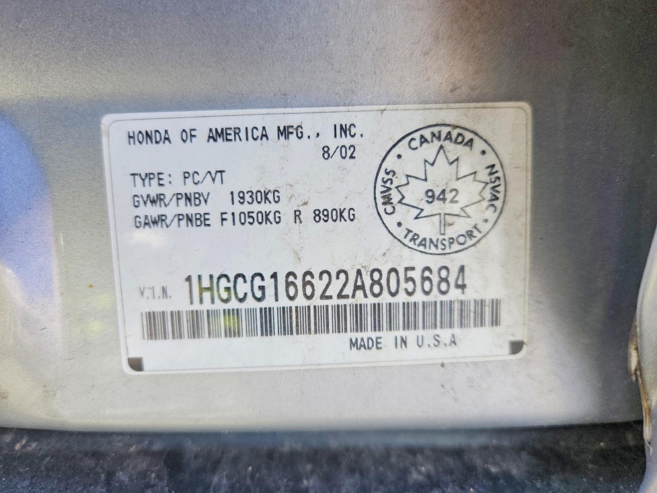 2002 Honda Accord Se Silver vin: 1HGCG16622A805684