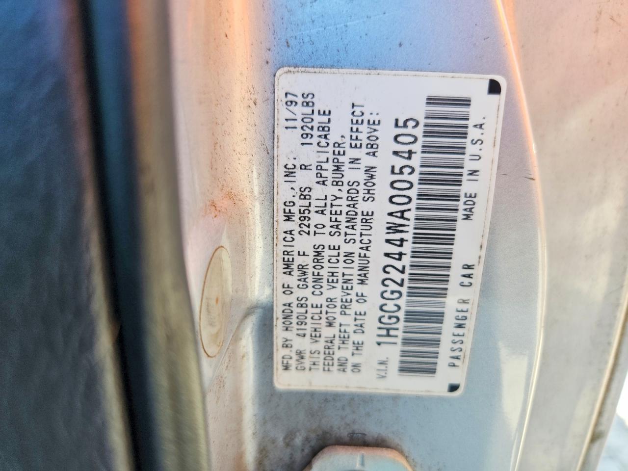 1998 Honda Accord Lx Silver vin: 1HGCG2244WA005405