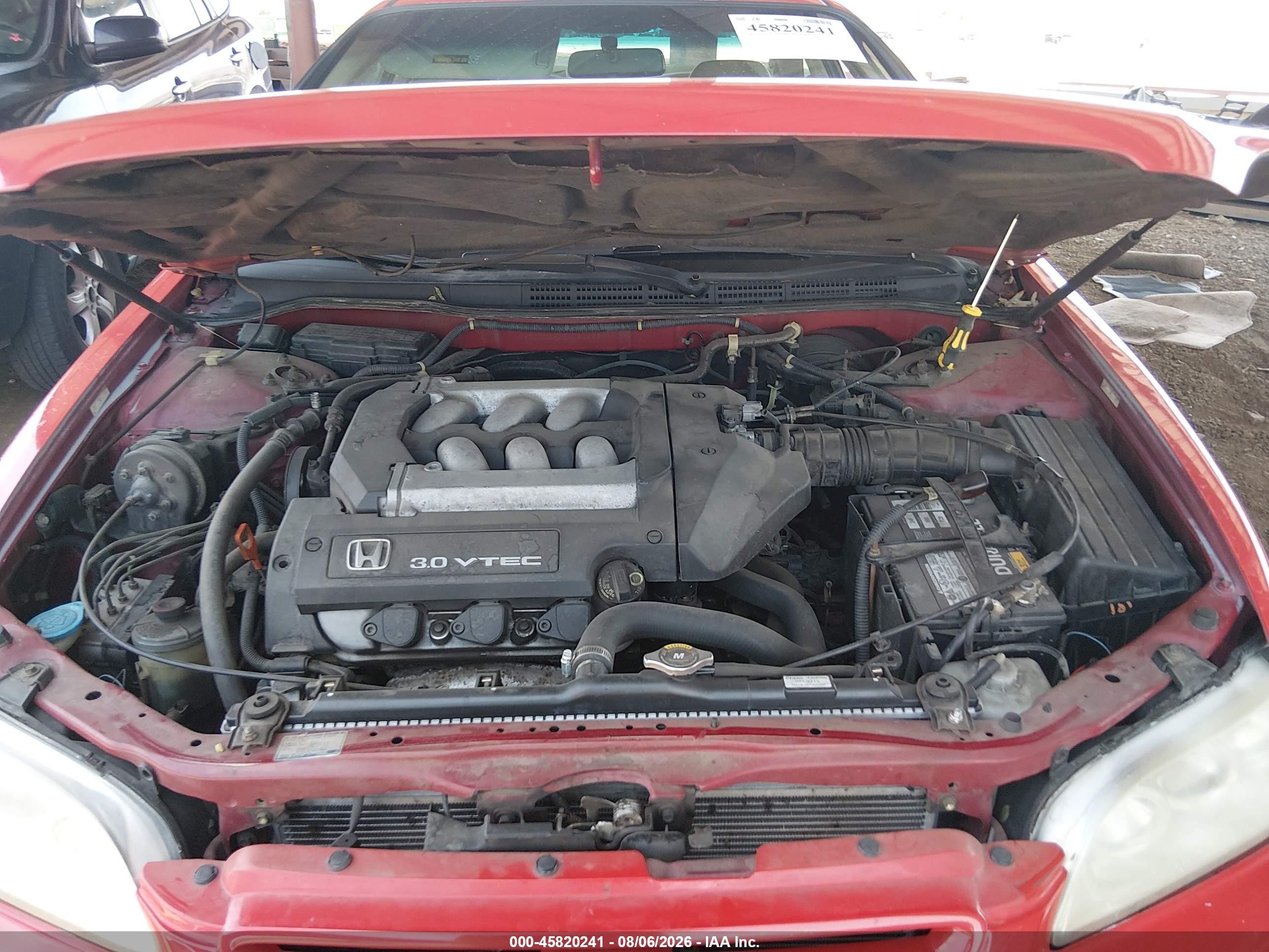2002 Honda Accord 3.0 Ex Red vin: 1HGCG22502A034886