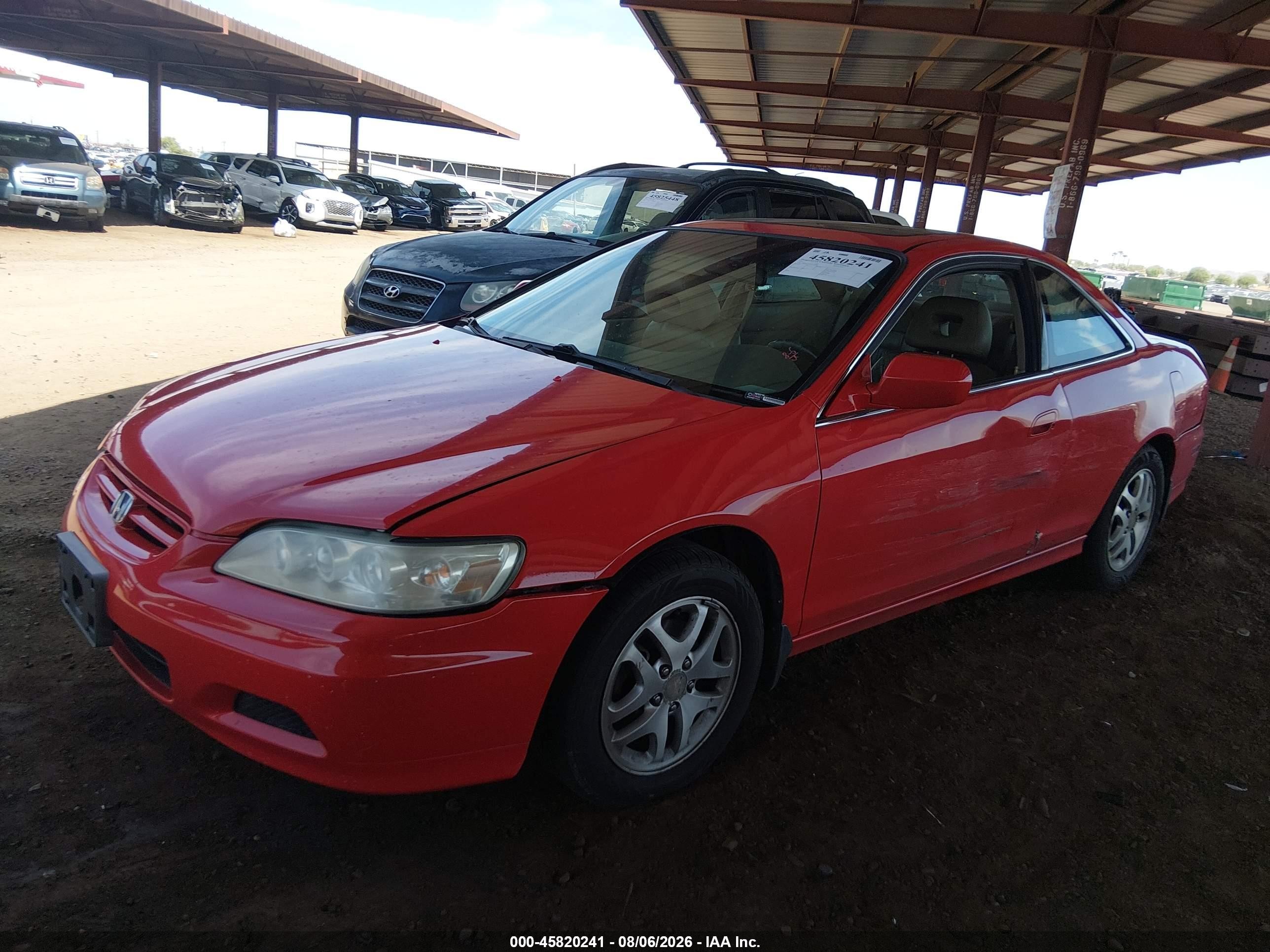 2002 Honda Accord 3.0 Ex Red vin: 1HGCG22502A034886