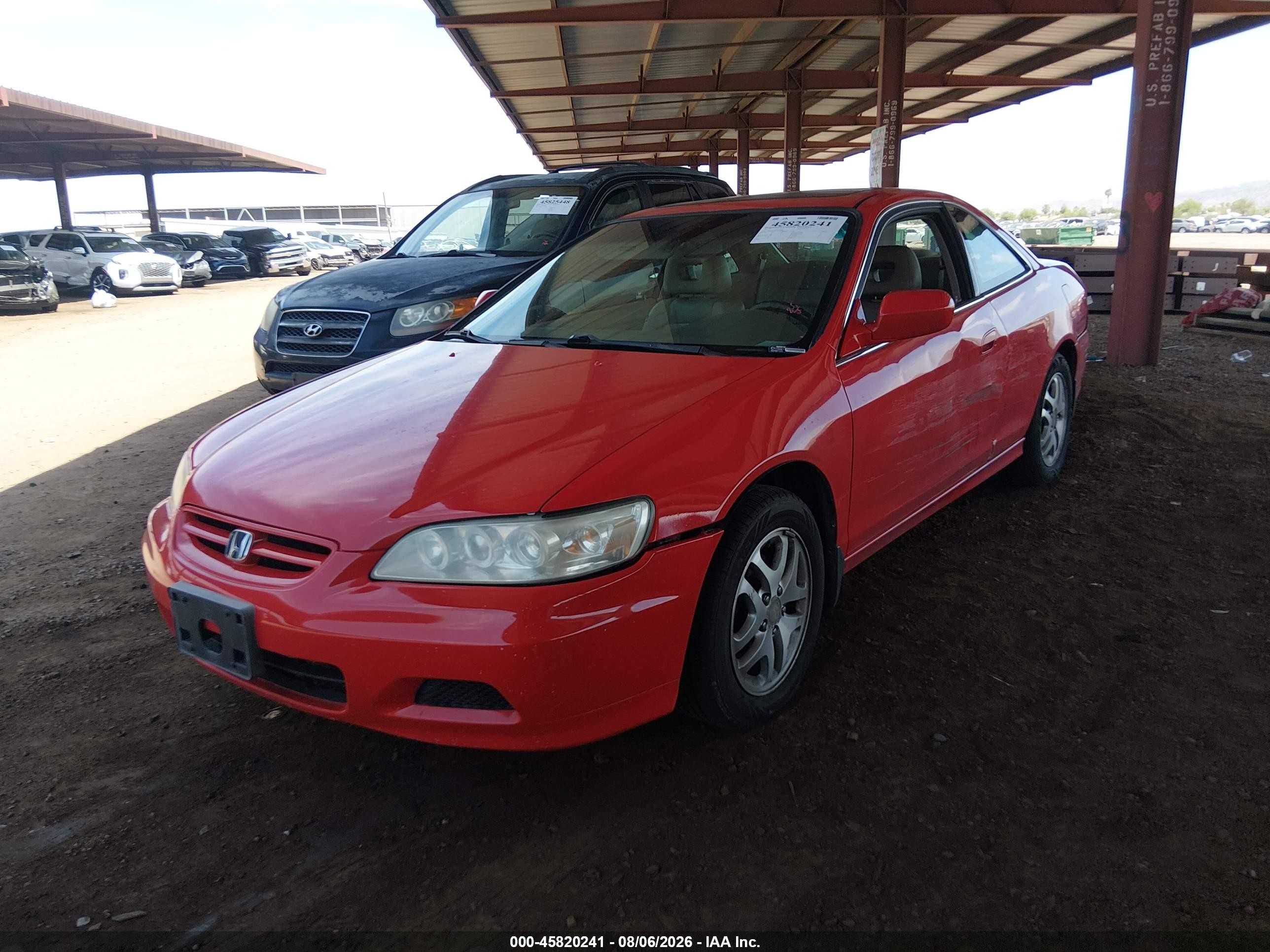 2002 Honda Accord 3.0 Ex Red vin: 1HGCG22502A034886