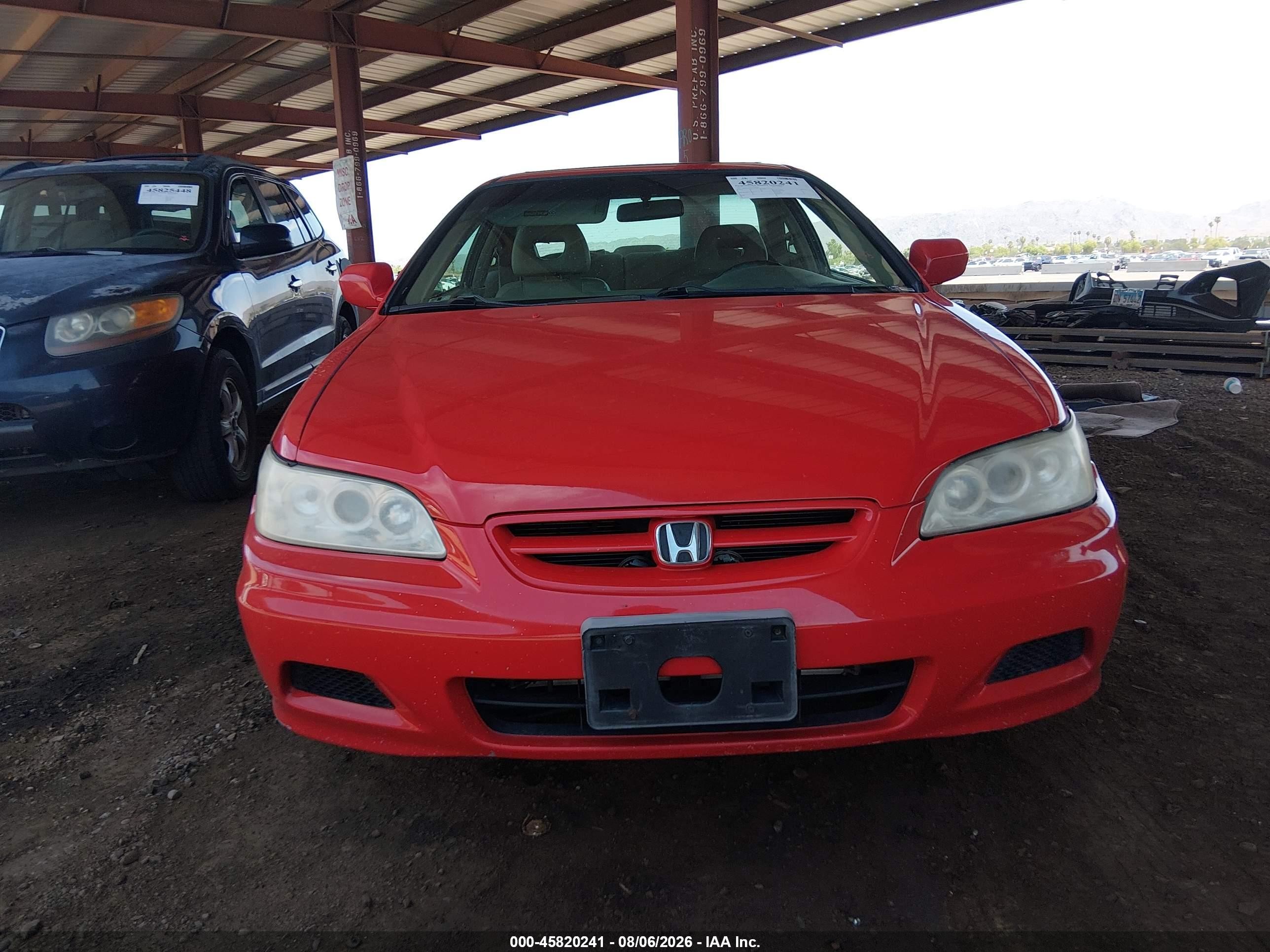 2002 Honda Accord 3.0 Ex Red vin: 1HGCG22502A034886