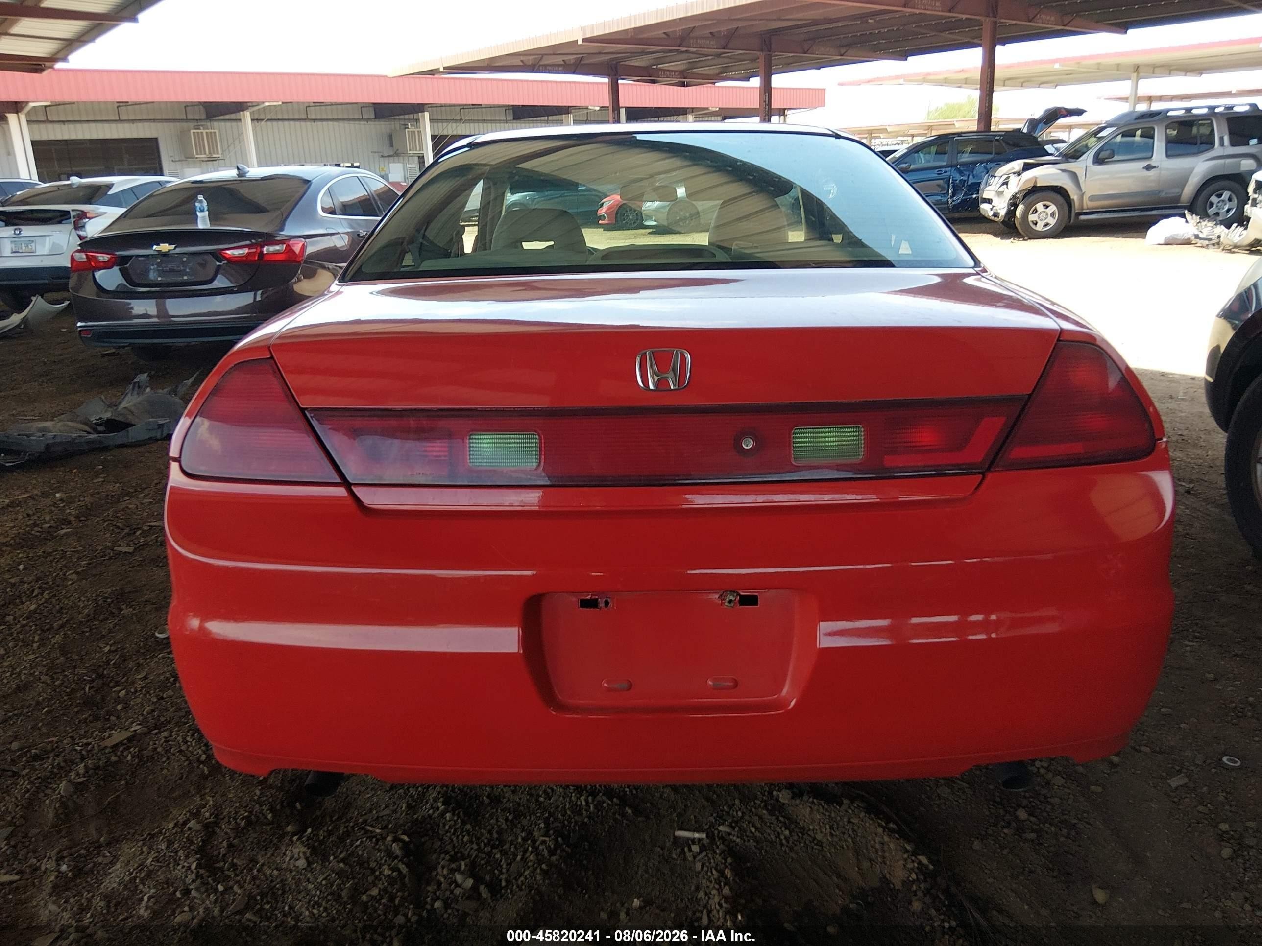 2002 Honda Accord 3.0 Ex Red vin: 1HGCG22502A034886